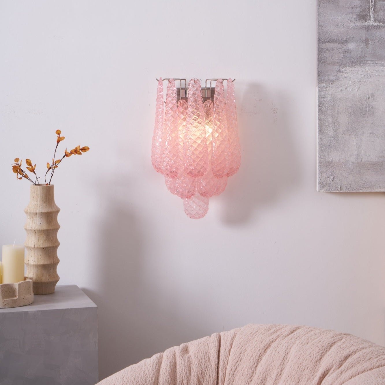Aurora Wall Lamp Pink Teardrop Glass Floral Artistic-Neutral Decor