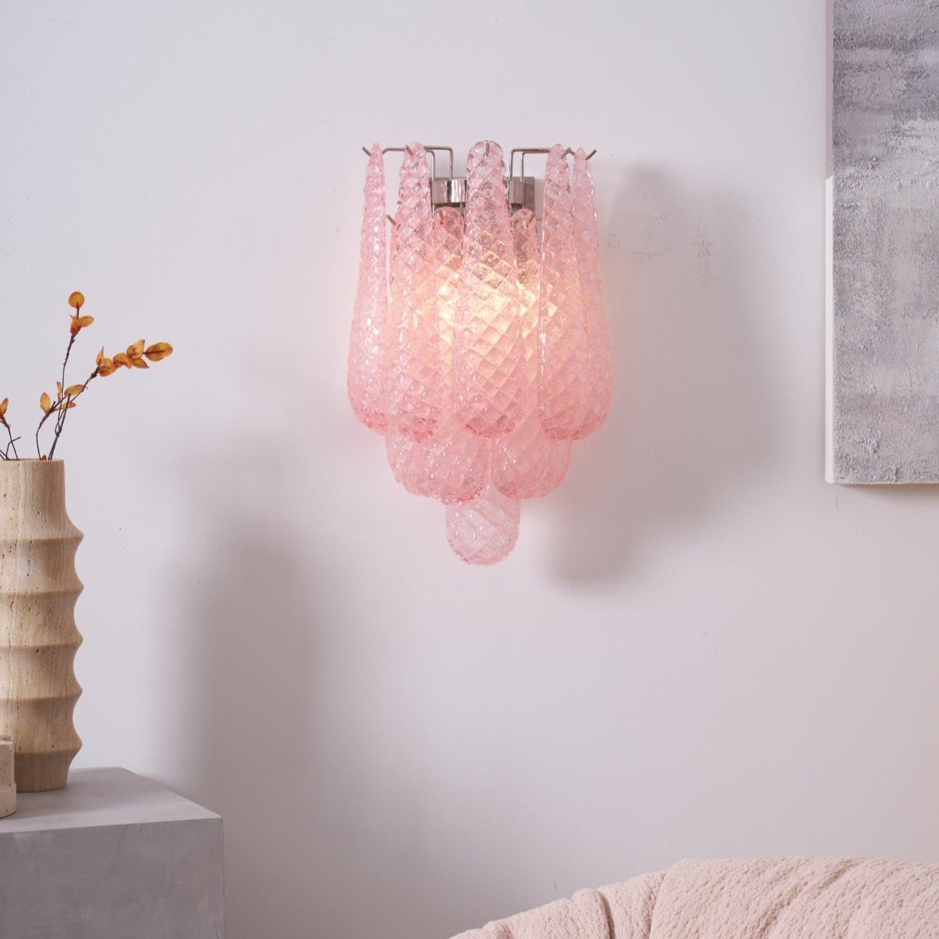 Aurora Wall Lamp Pink Teardrop Glass Floral Artistic-Neutral Decor