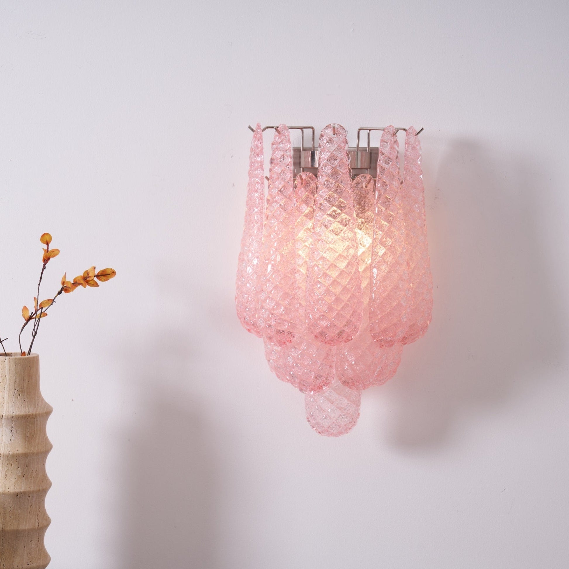 Aurora Wall Lamp Pink Teardrop Glass Floral Artistic-Neutral Decor