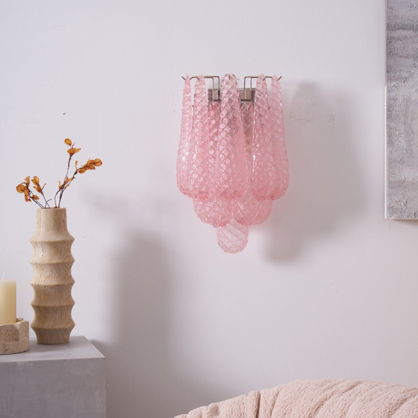 Aurora Wall Lamp Pink Teardrop Glass Floral Artistic-Neutral Decor