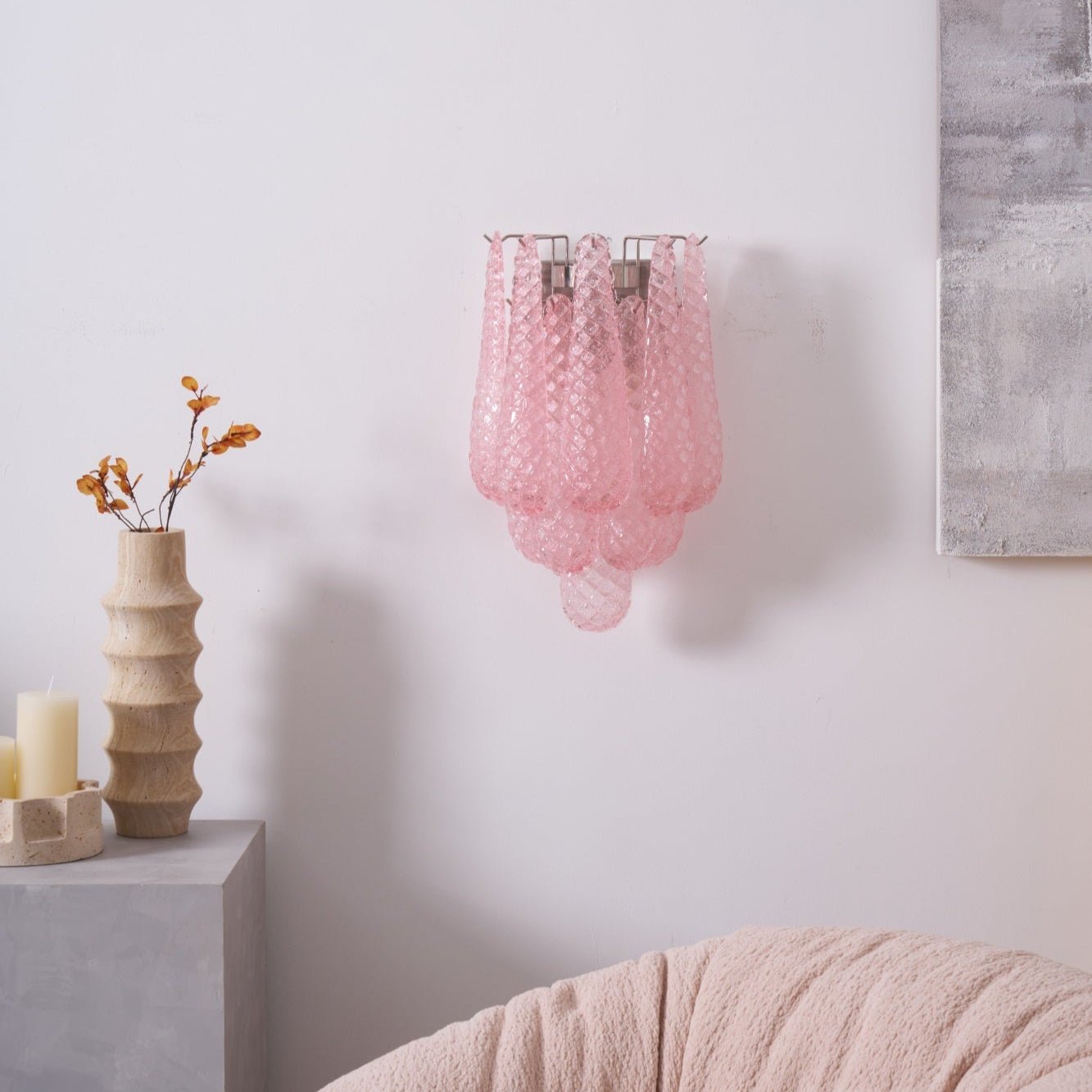 Aurora Wall Lamp Pink Teardrop Glass Floral Artistic-Neutral Decor
