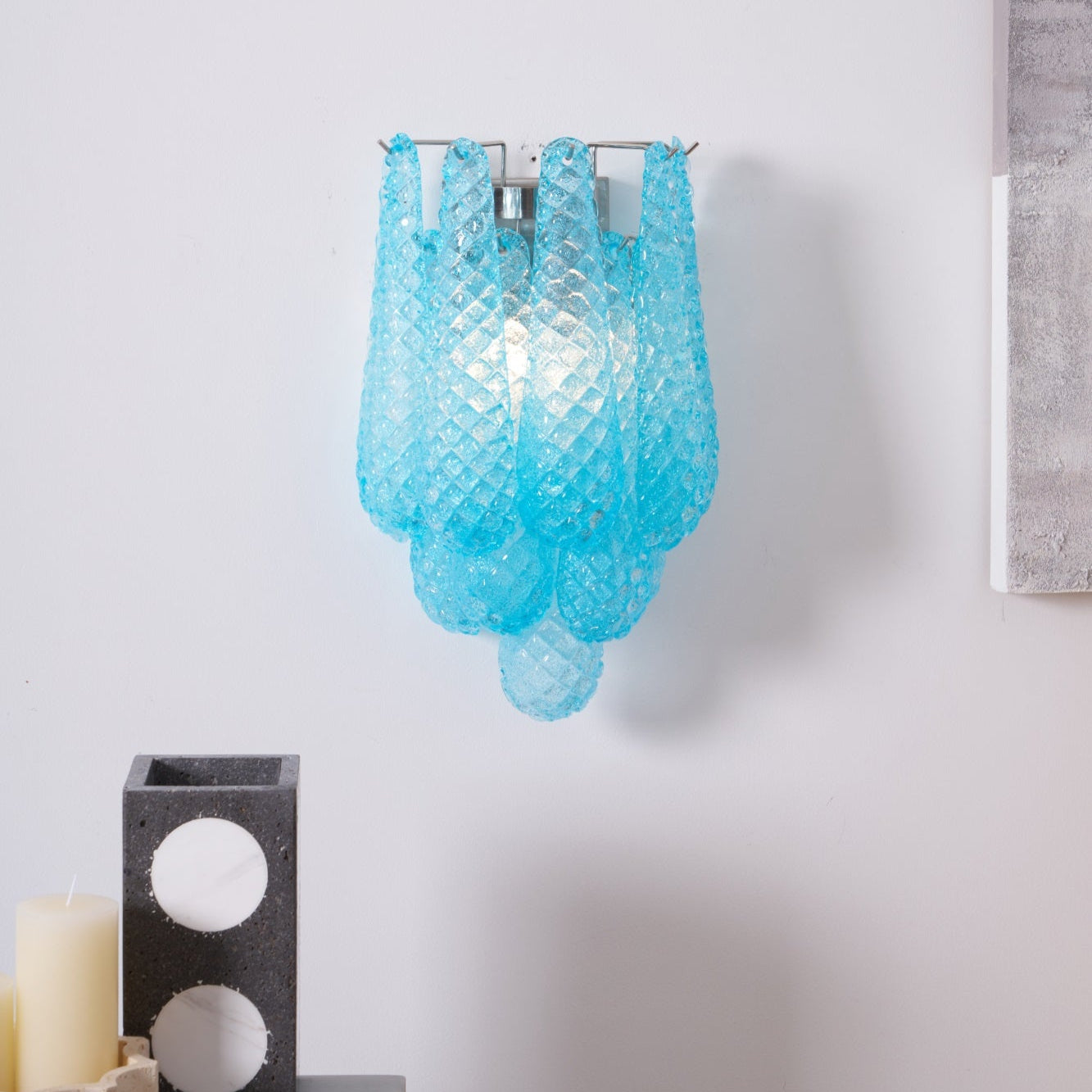 Aurora Wall Lamp Pink Teardrop Glass Floral Artistic-Neutral Decor