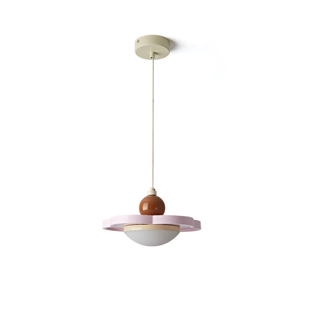 Laguna Pendant Light in pink finish, side view.