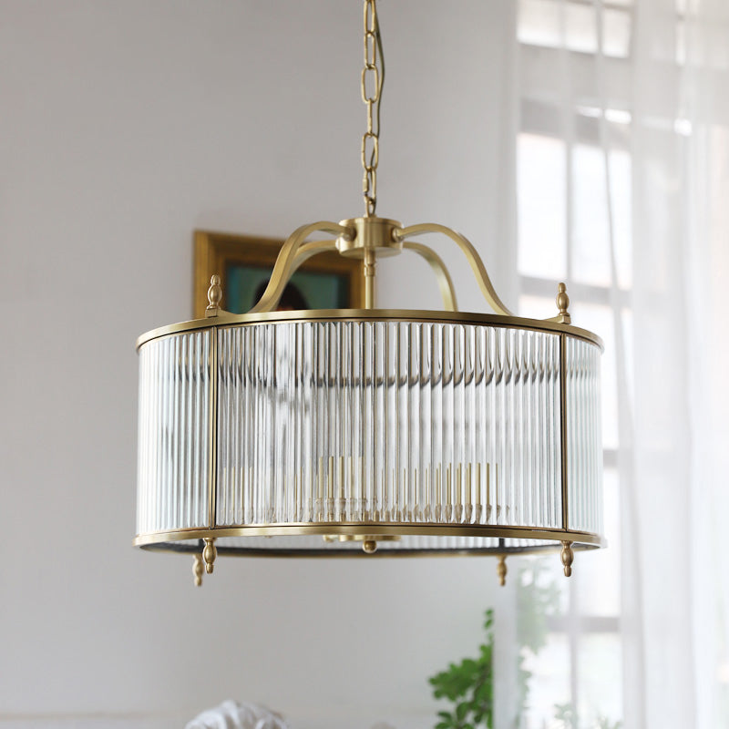 The 6-head, 60cm version of the Lambeth Glass Chandelier on a white background.