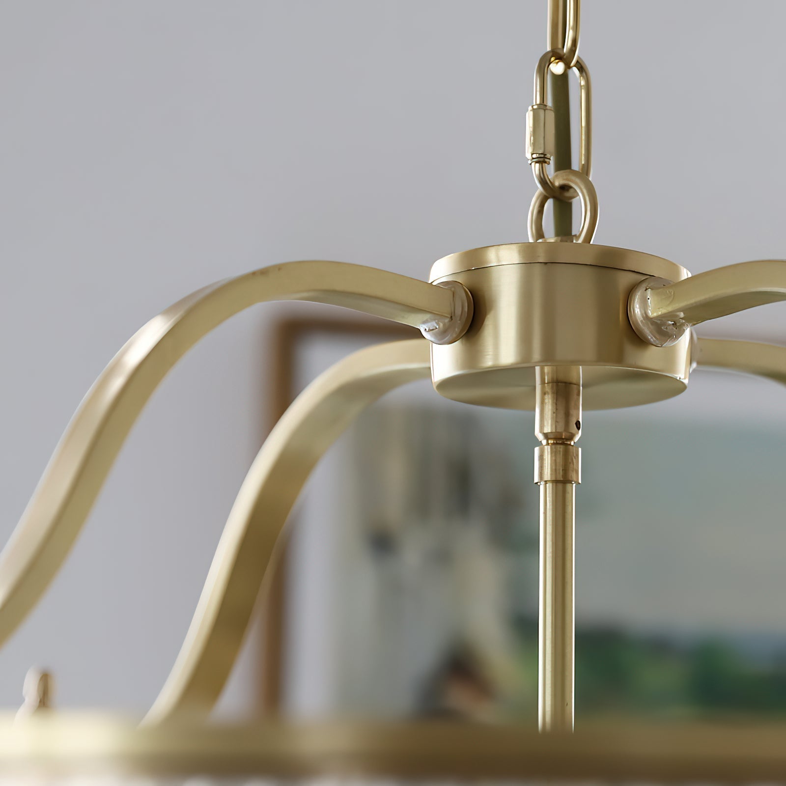 The 6-head, 50cm version of the Lambeth Glass Chandelier on a white background.