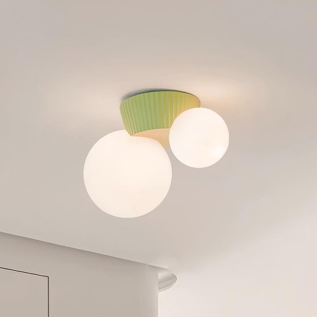 Ceiling Light  Playful Asymmetry with Dual Frosted Glass Globes
