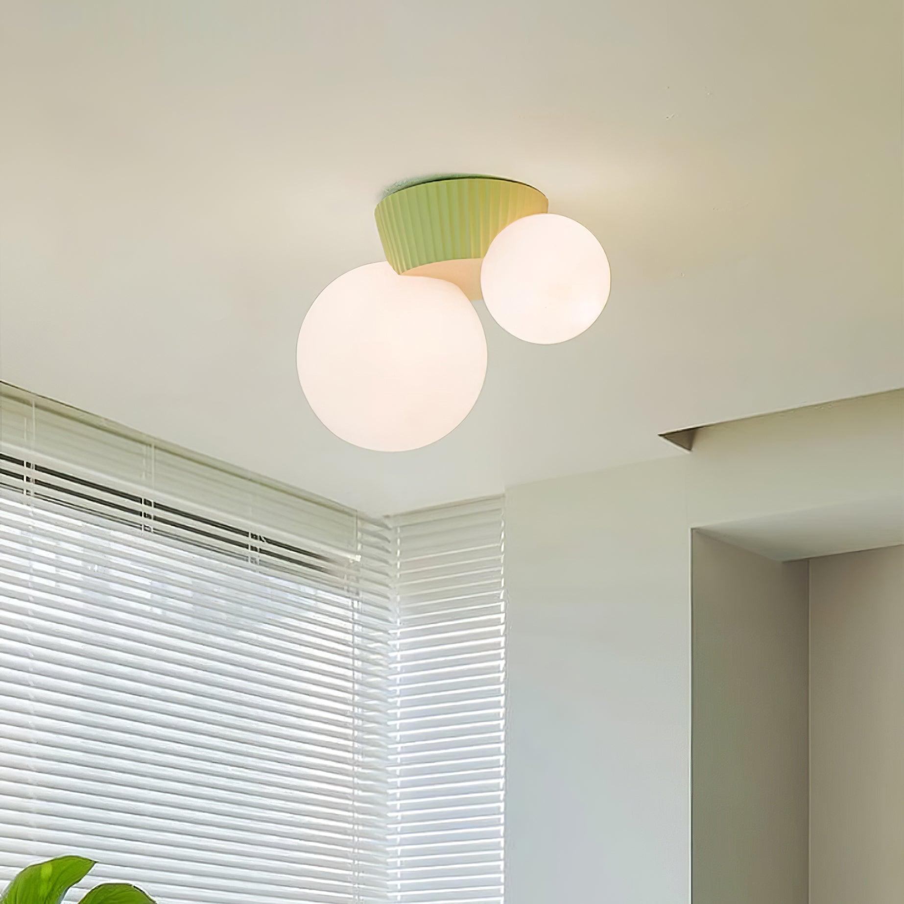 Tovae Ceiling Light Playful Asymmetry with Dual Frosted Glass Globes-Neutral Decor