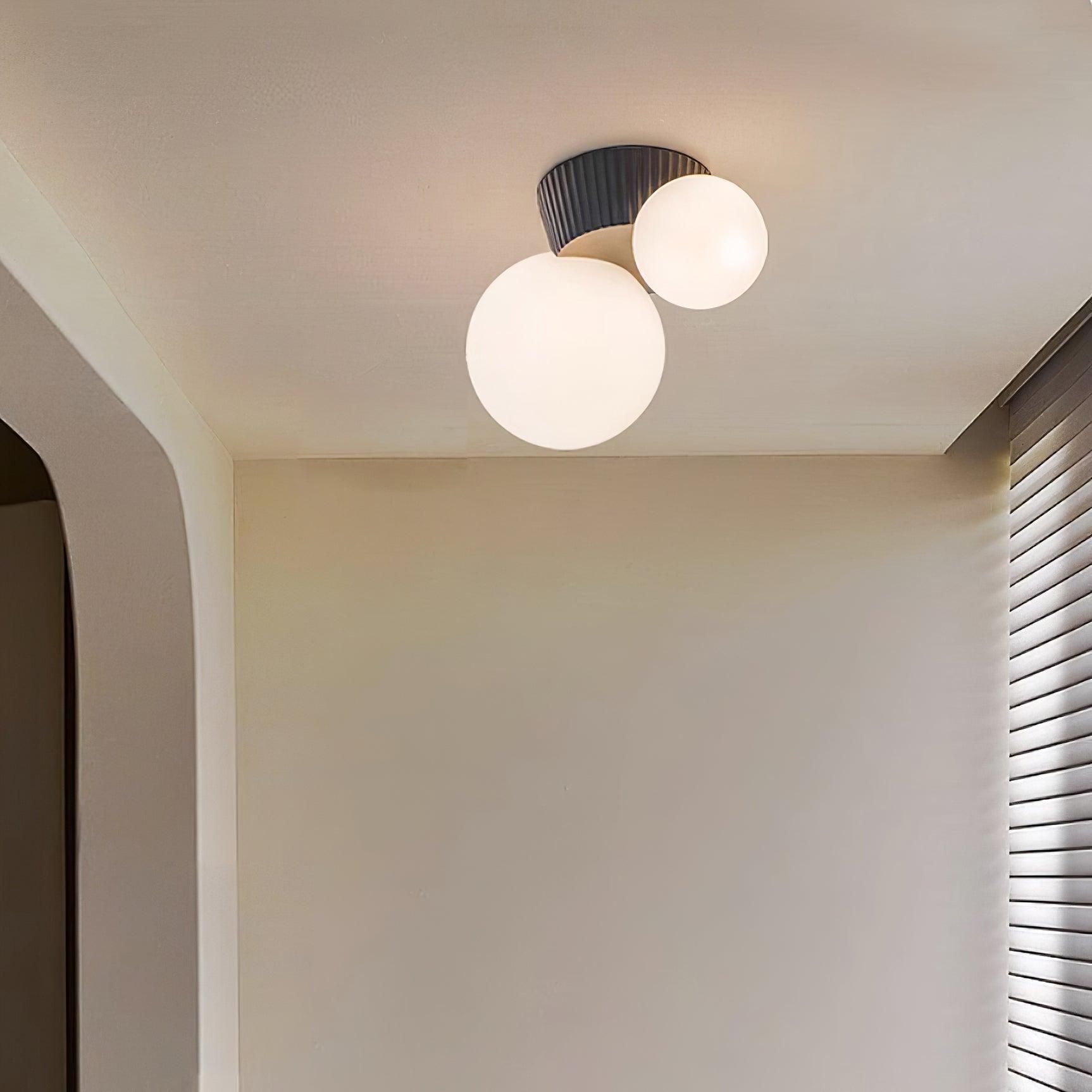 Tovae Ceiling Light Playful Asymmetry with Dual Frosted Glass Globes-Neutral Decor