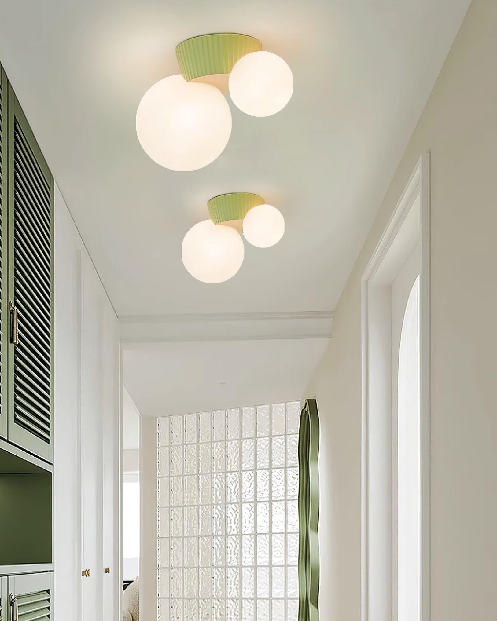 Tovae Ceiling Light Playful Asymmetry with Dual Frosted Glass Globes-Neutral Decor