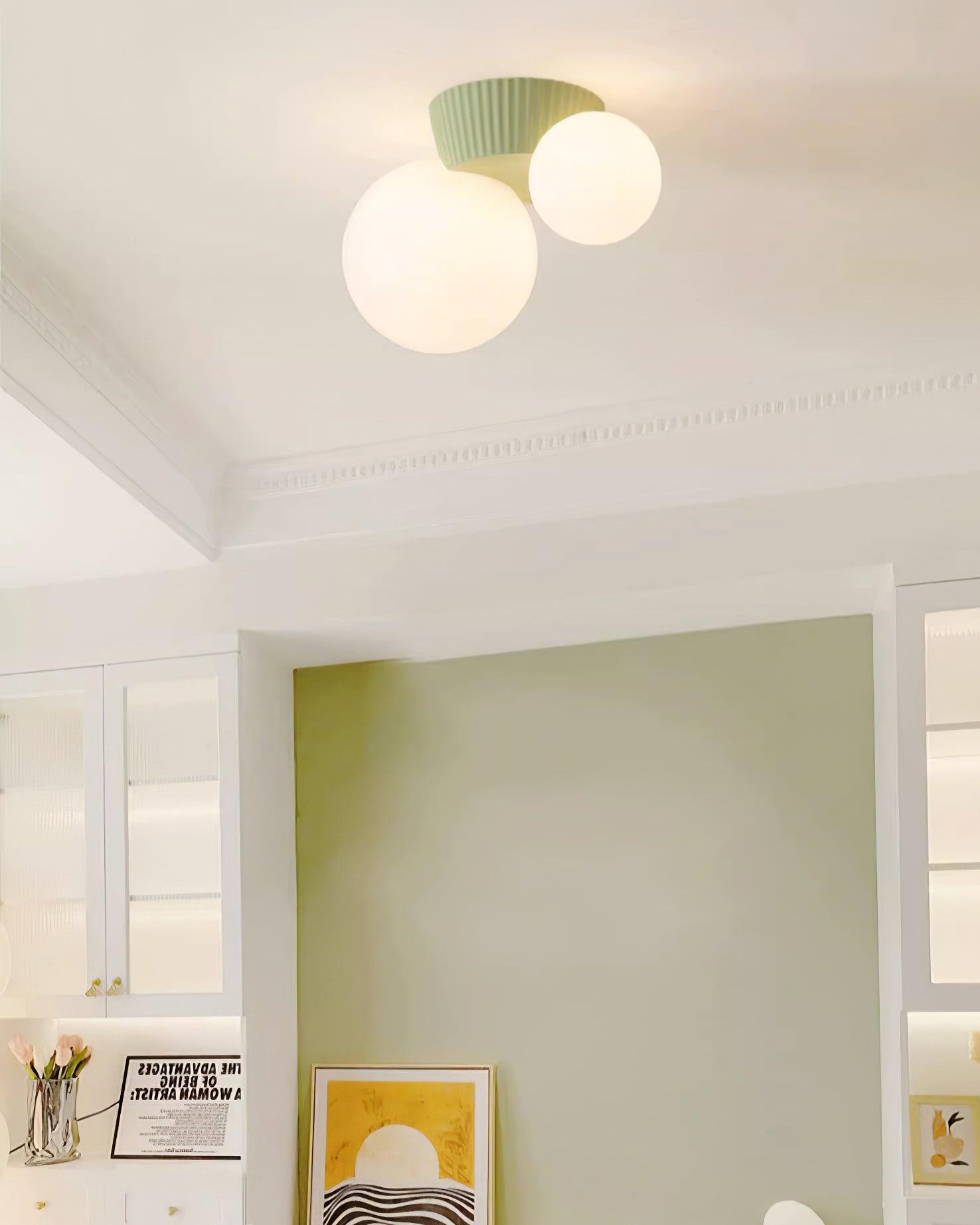 Tovae Ceiling Light Playful Asymmetry with Dual Frosted Glass Globes-Neutral Decor