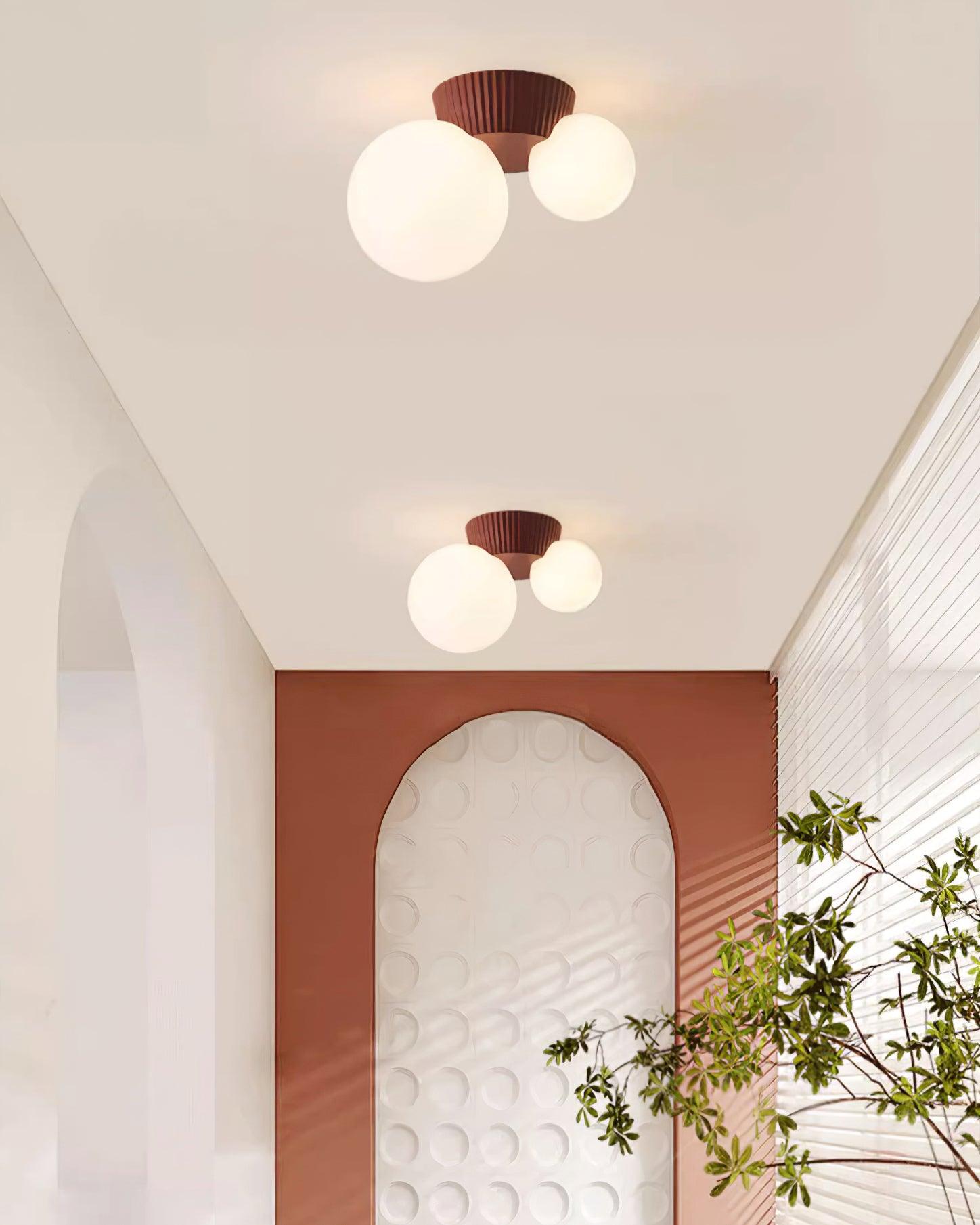 Tovae Ceiling Light Playful Asymmetry with Dual Frosted Glass Globes-Neutral Decor