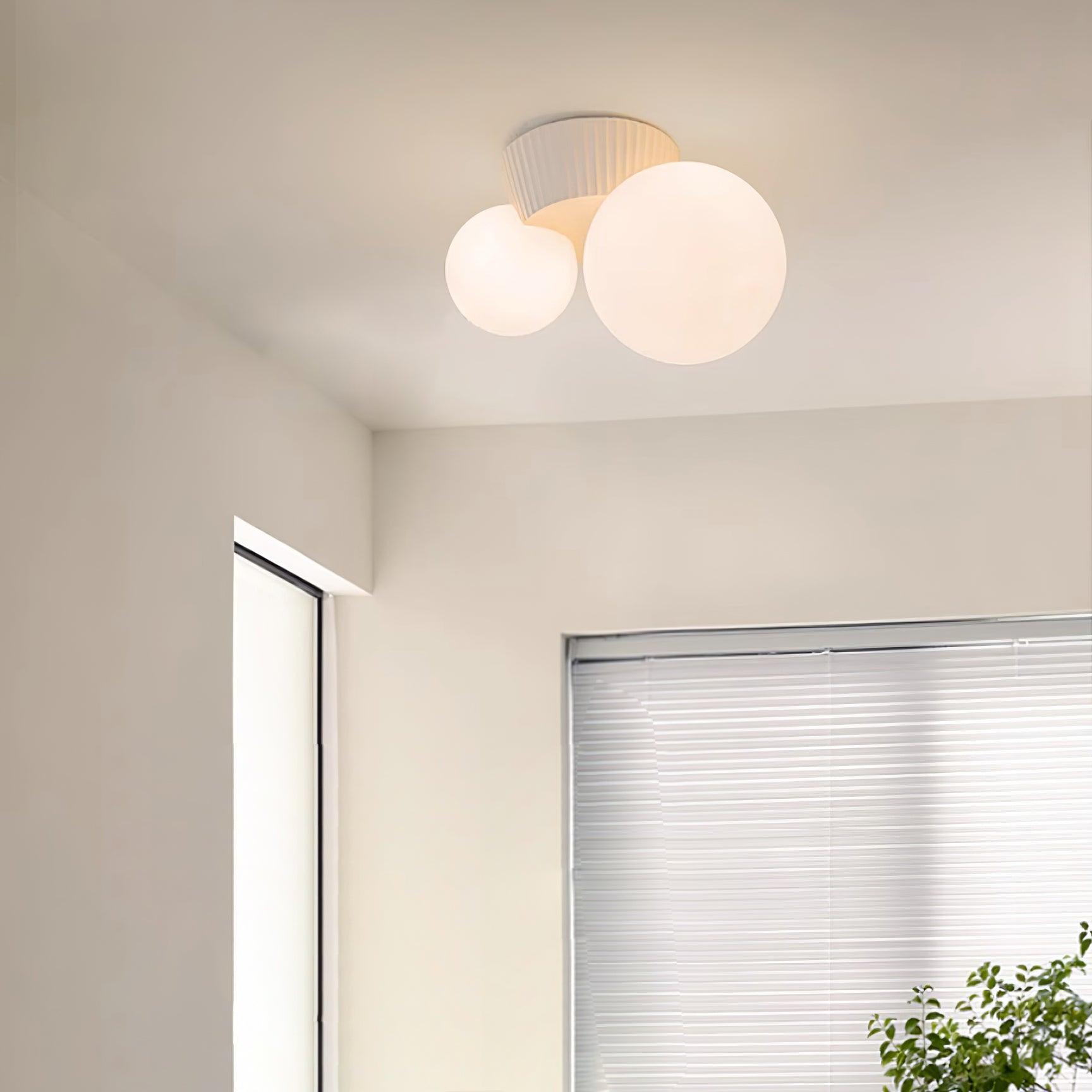 Tovae Ceiling Light Playful Asymmetry with Dual Frosted Glass Globes-Neutral Decor