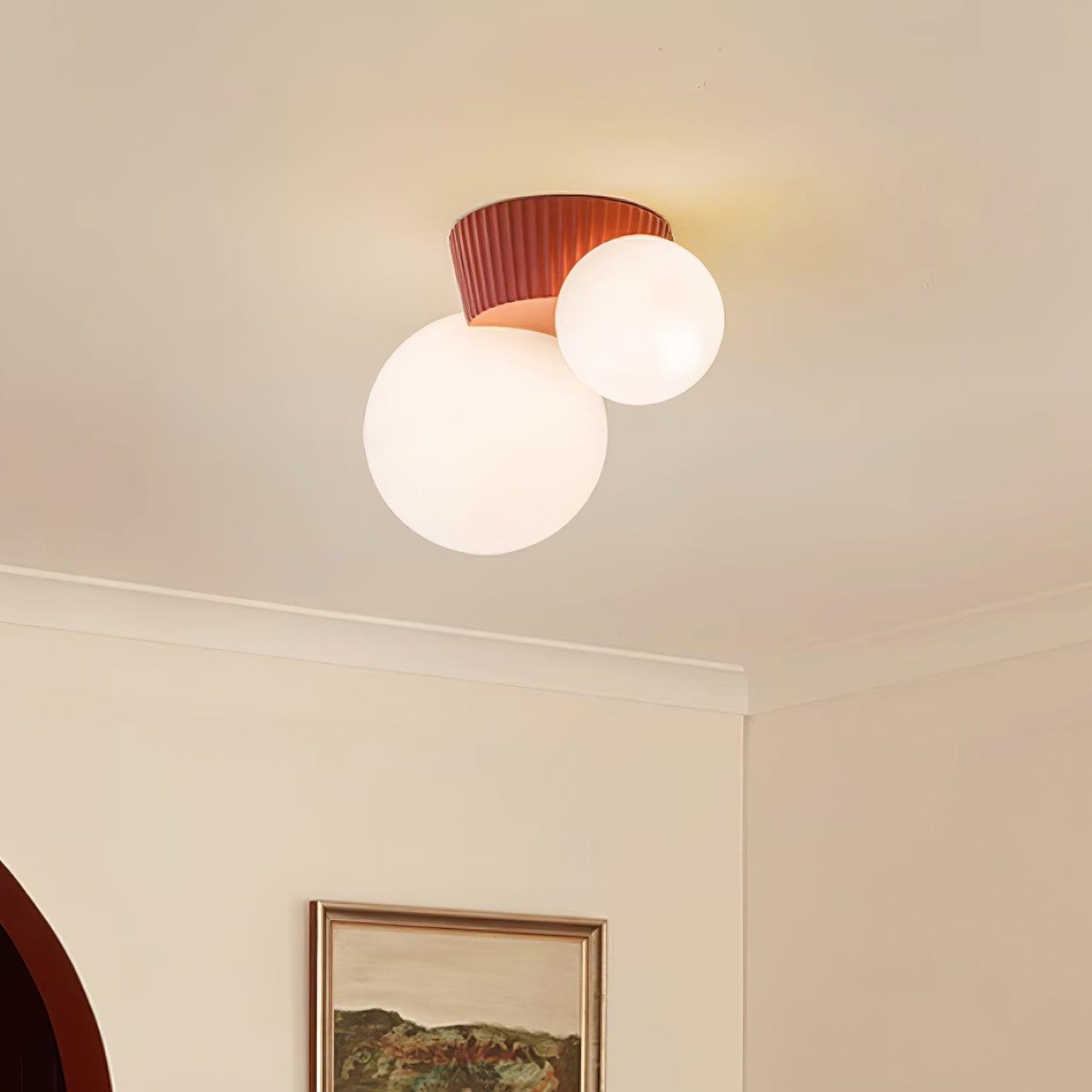 Tovae Ceiling Light Playful Asymmetry with Dual Frosted Glass Globes-Neutral Decor