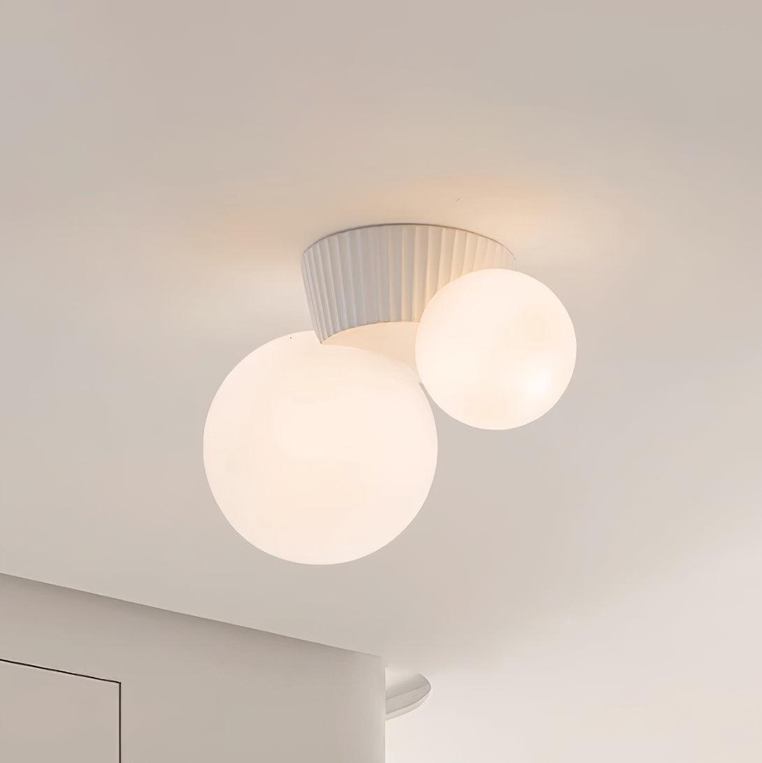 Tovae Ceiling Light Playful Asymmetry with Dual Frosted Glass Globes-Neutral Decor