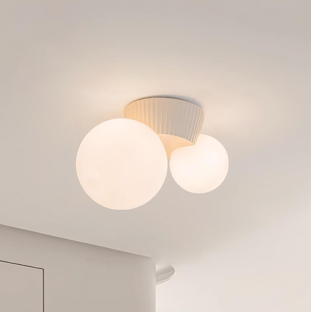 Ceiling Light  Playful Asymmetry with Dual Frosted Glass Globes