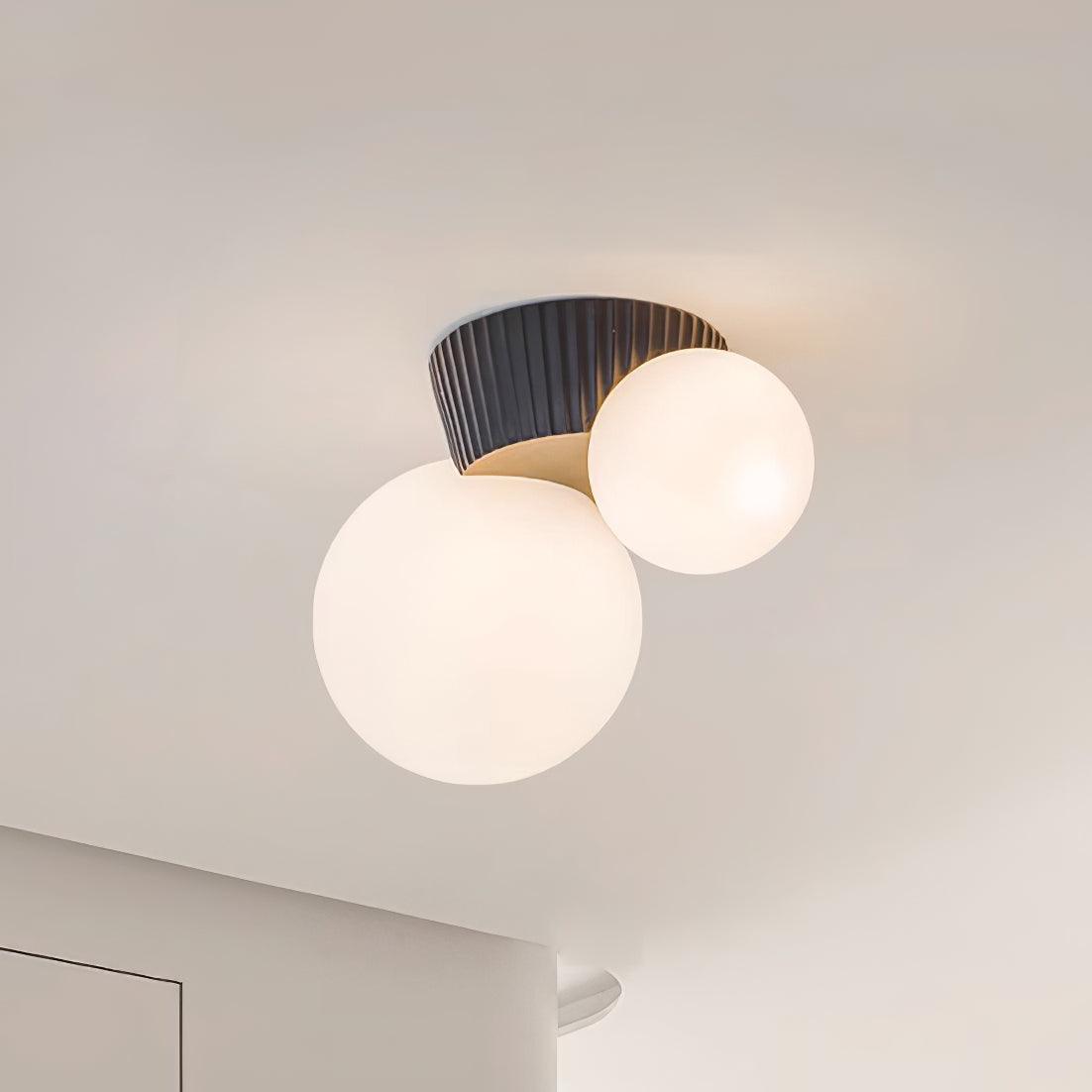 Ceiling Light  Playful Asymmetry with Dual Frosted Glass Globes