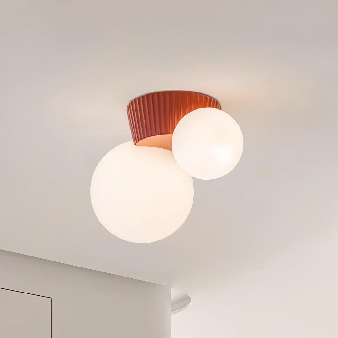 Tovae Ceiling Light Playful Asymmetry with Dual Frosted Glass Globes-Neutral Decor