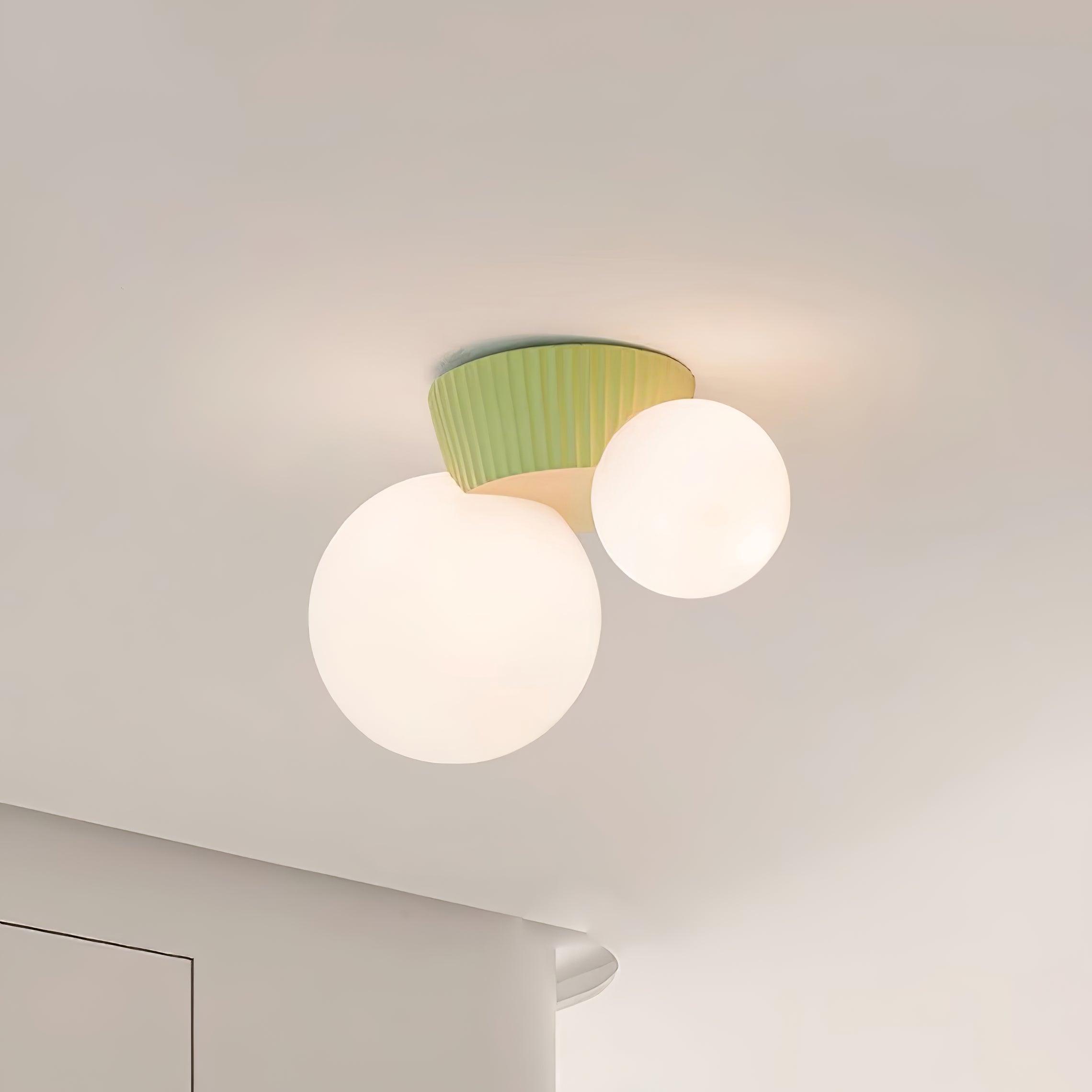Ceiling Light  Playful Asymmetry with Dual Frosted Glass Globes