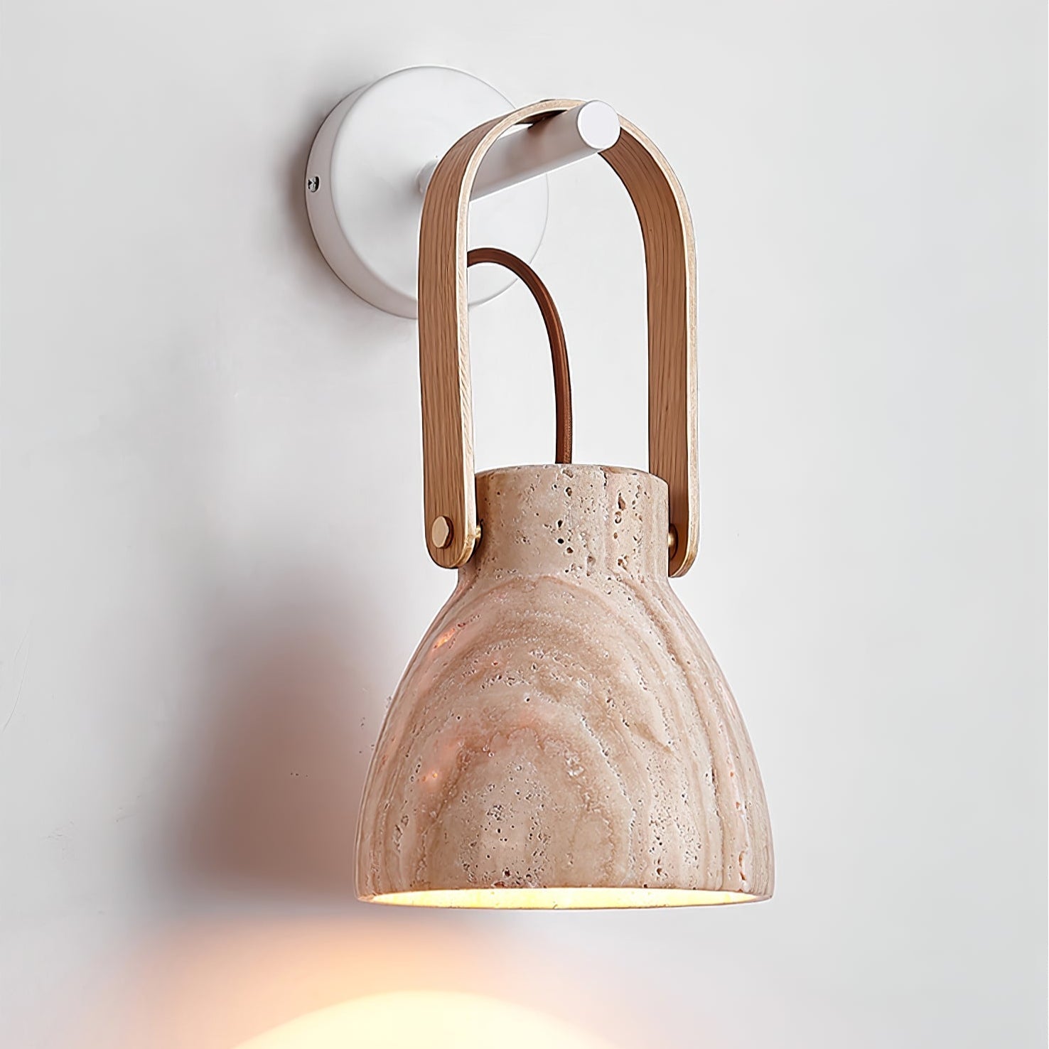 Tarix Travertine Lantern Wall Light-Neutral Decor