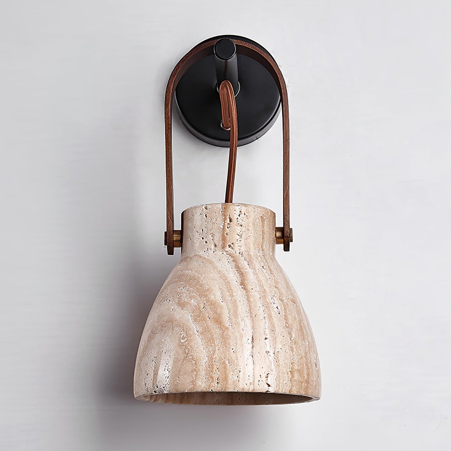 Tarix Travertine Lantern Wall Light-Neutral Decor