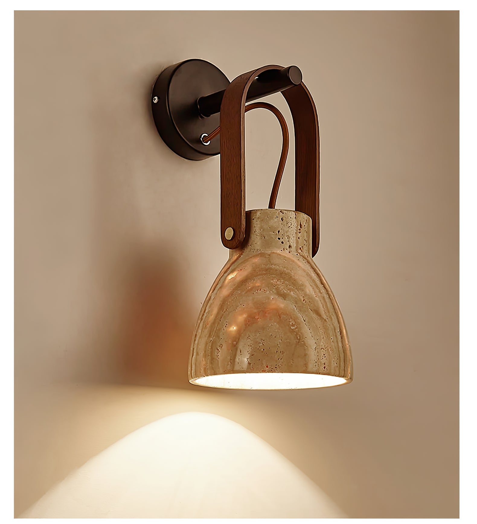 Tarix Travertine Lantern Wall Light-Neutral Decor