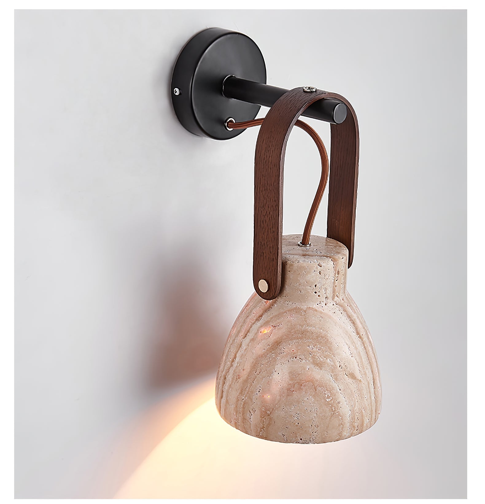 Tarix Travertine Lantern Wall Light-Neutral Decor