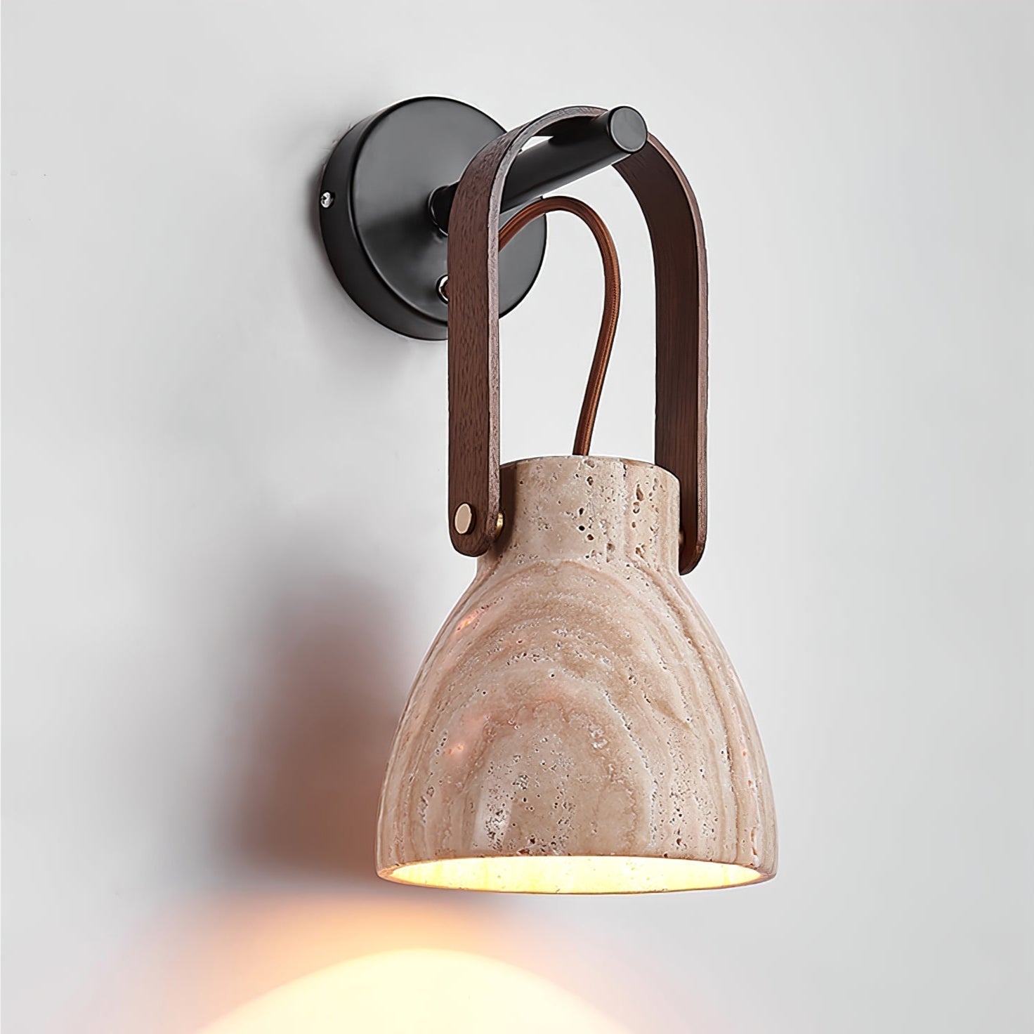 Travertine Lantern Wall Light-Neutral Decor