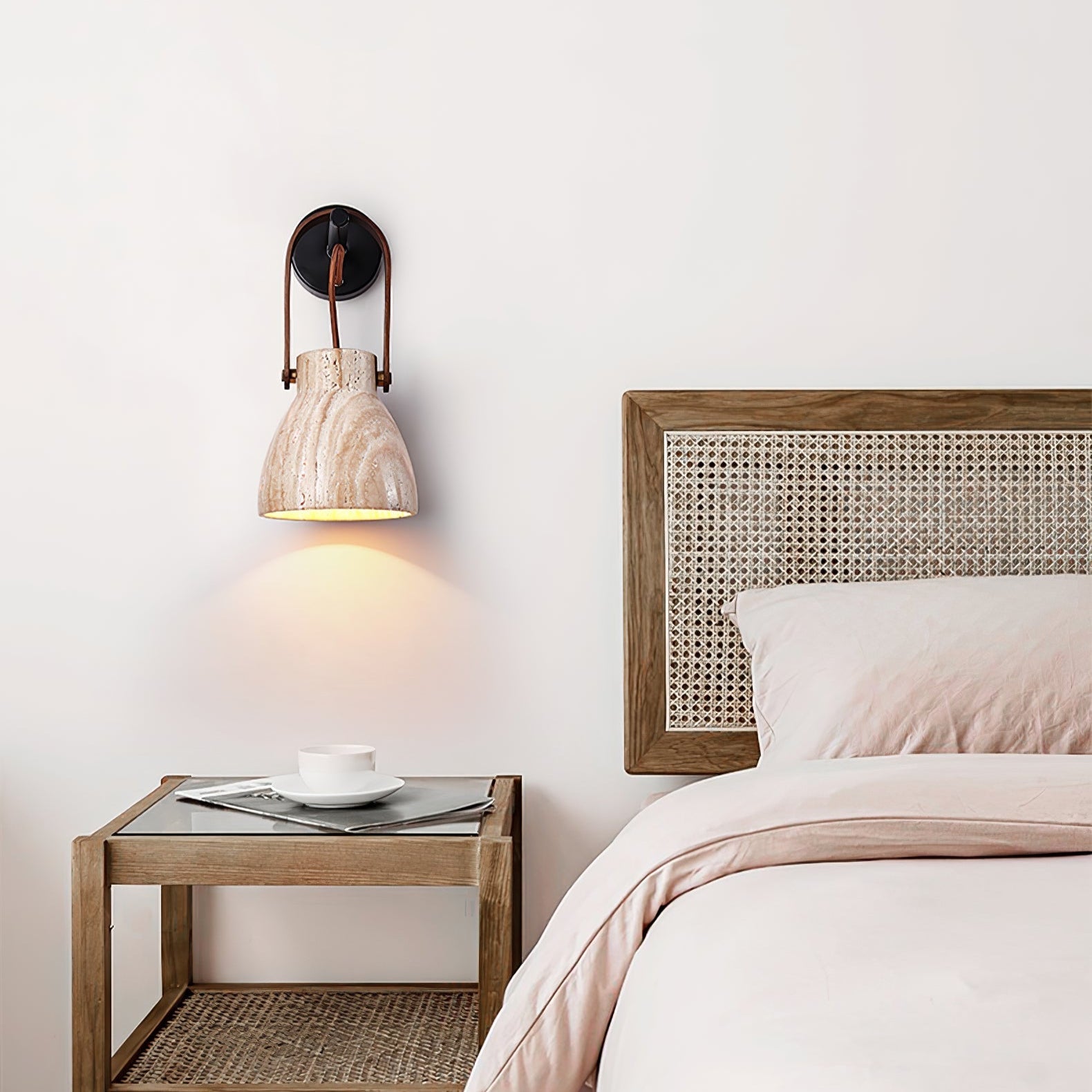 Travertine Lantern Wall Light-Neutral Decor