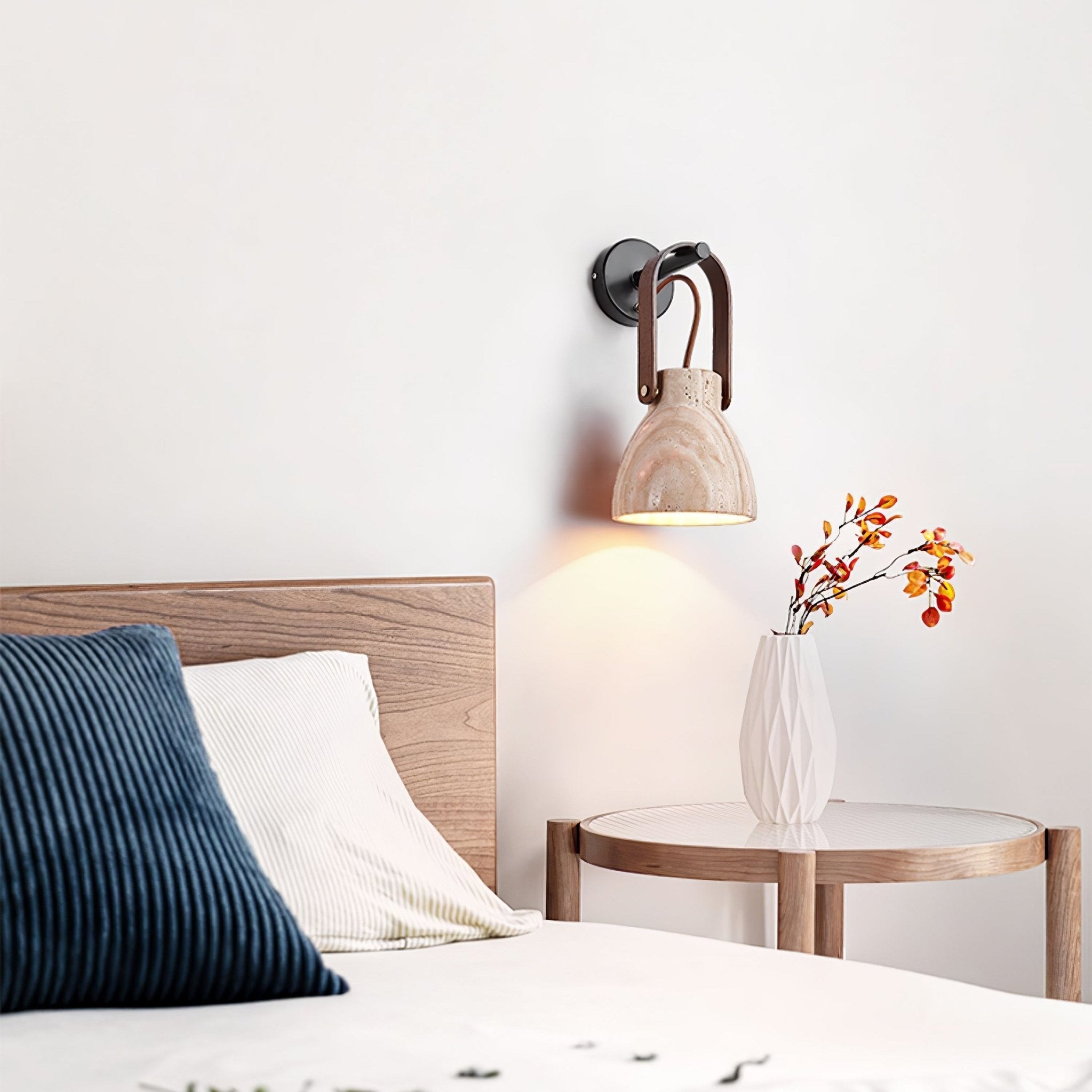 Travertine Lantern Wall Light-Neutral Decor