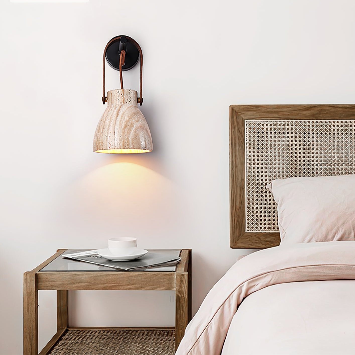Travertine Lantern Wall Light-Neutral Decor