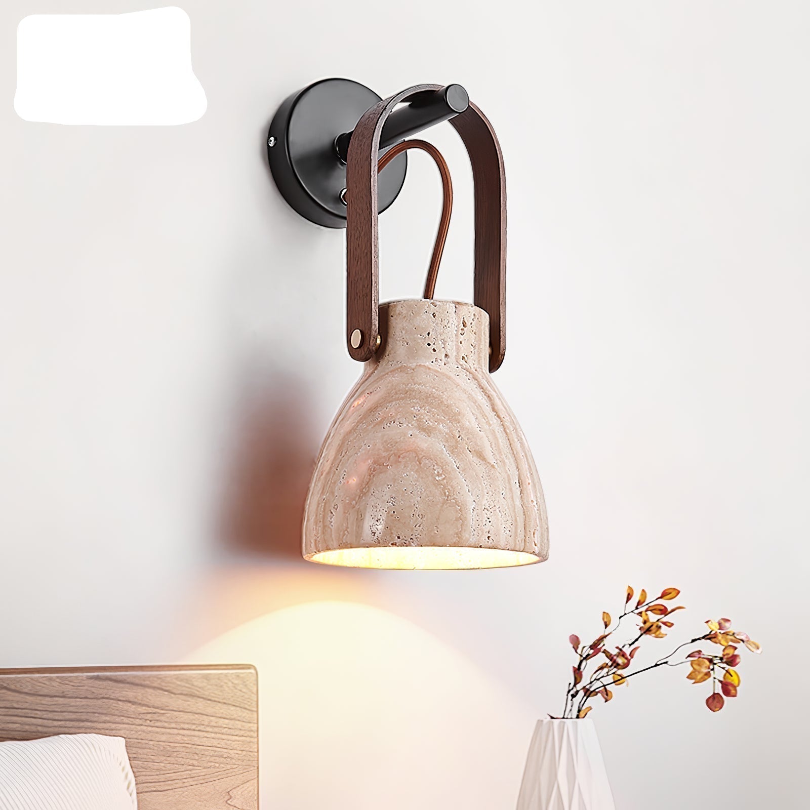 Tarix Travertine Lantern Wall Light-Neutral Decor