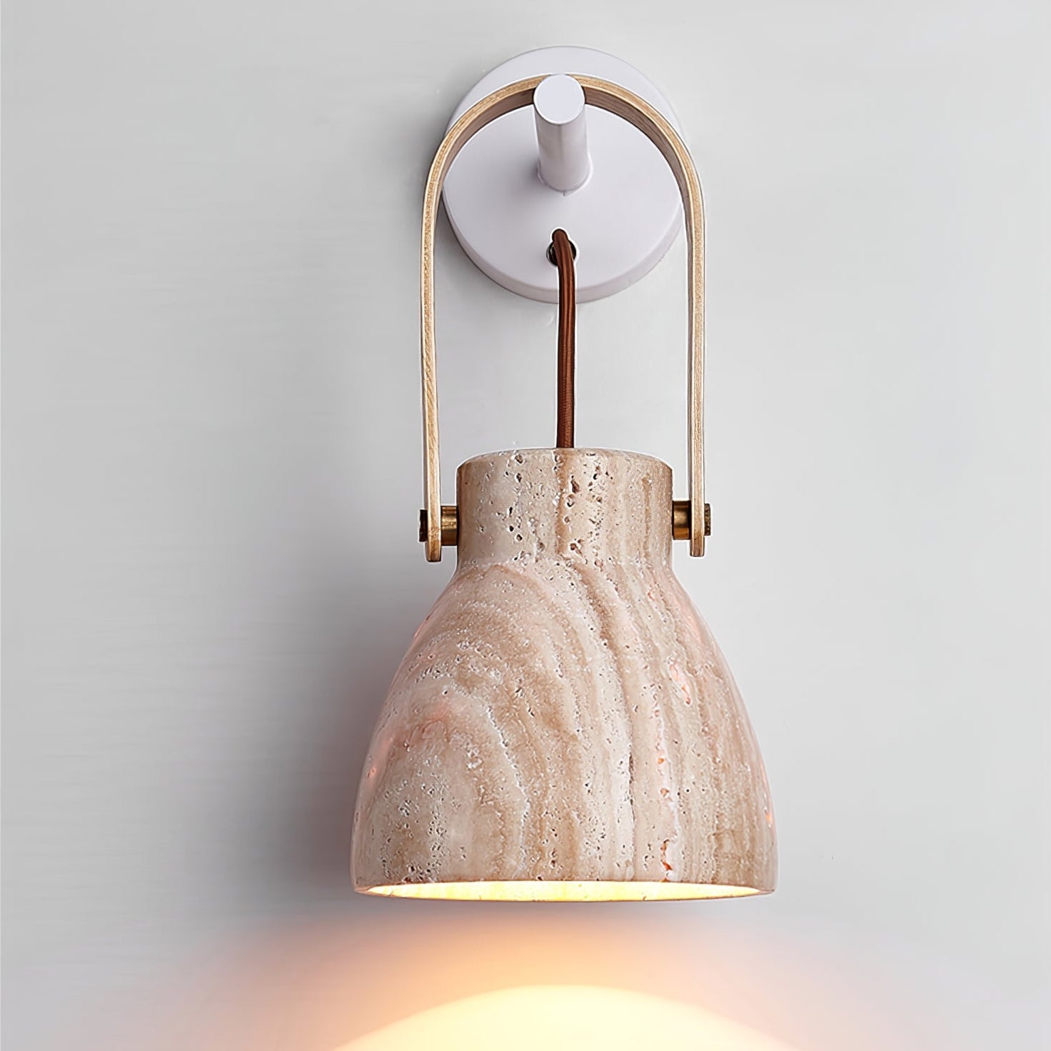 Tarix Travertine Lantern Wall Light-Neutral Decor