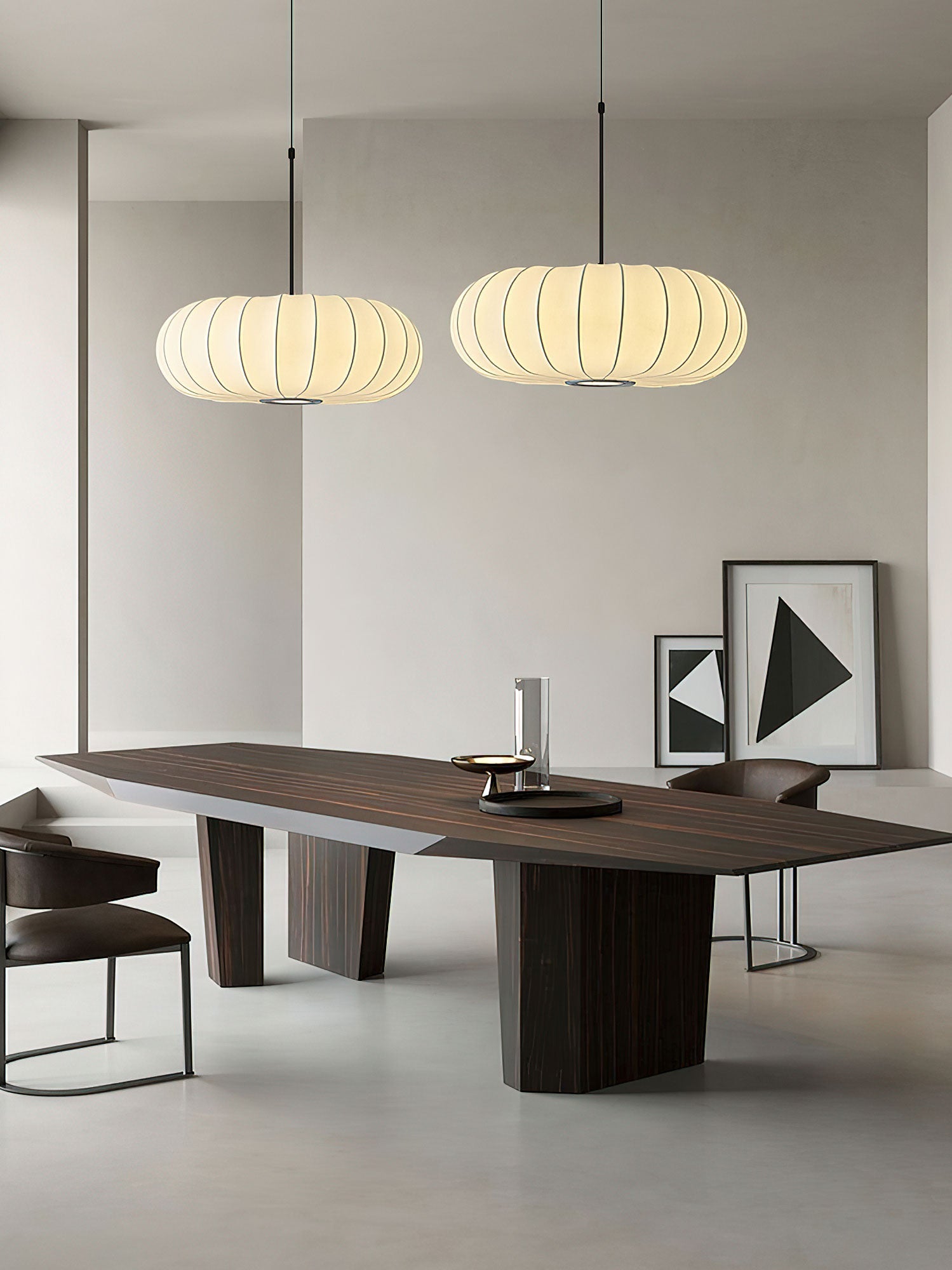 Lantern Silk Pendant Lamp-Neutral Decor