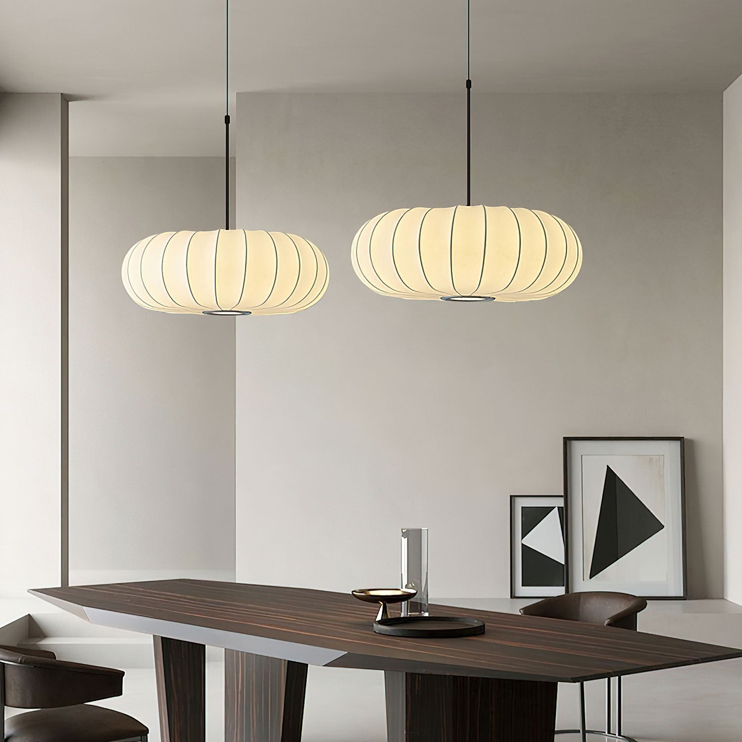 Lantern Silk Pendant Lamp-Neutral Decor