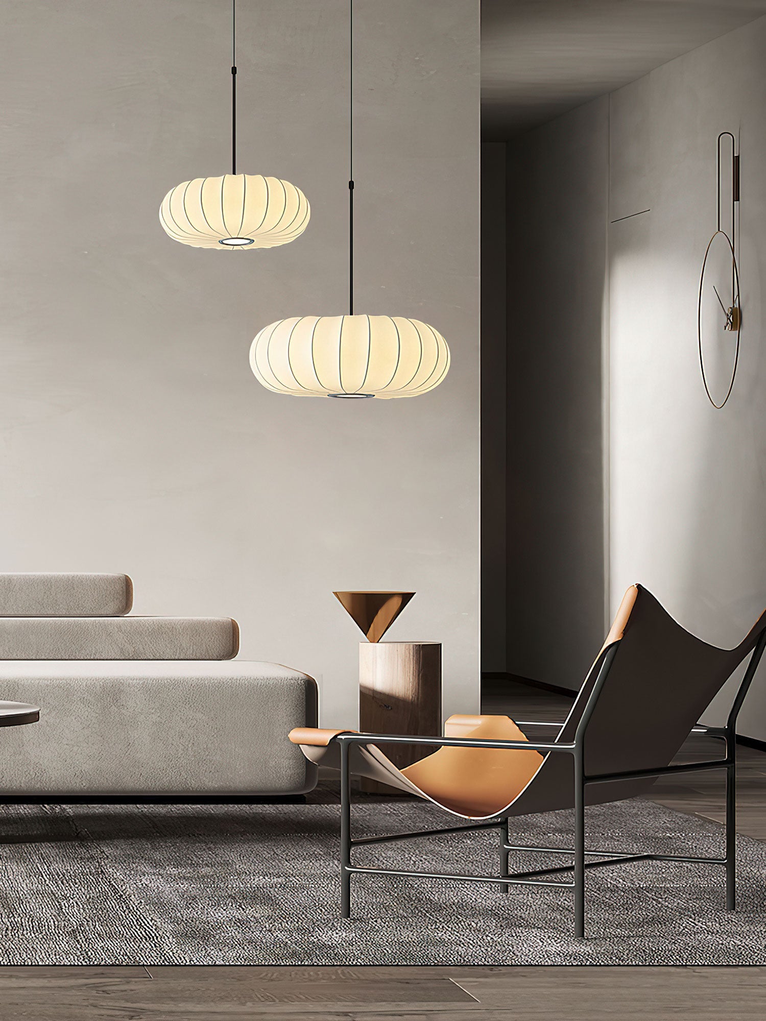 Lantern Silk Pendant Lamp-Neutral Decor