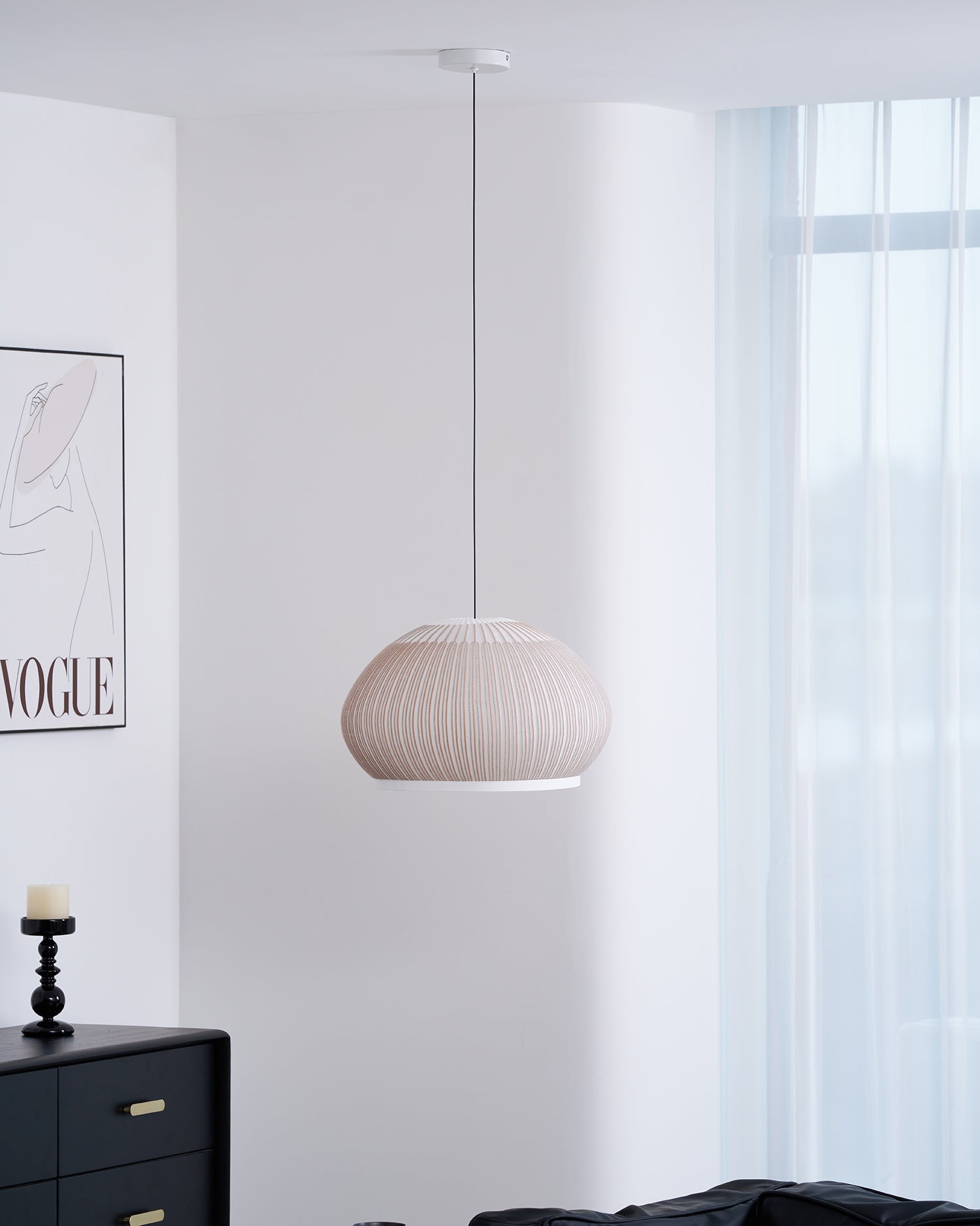 Blythe Minimalist Fabric Pendant Light-Neutral Decor