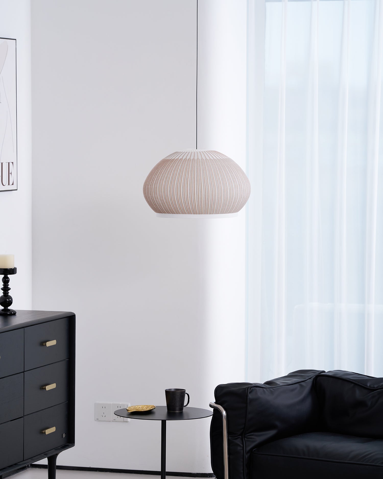Blythe Minimalist Fabric Pendant Light-Neutral Decor