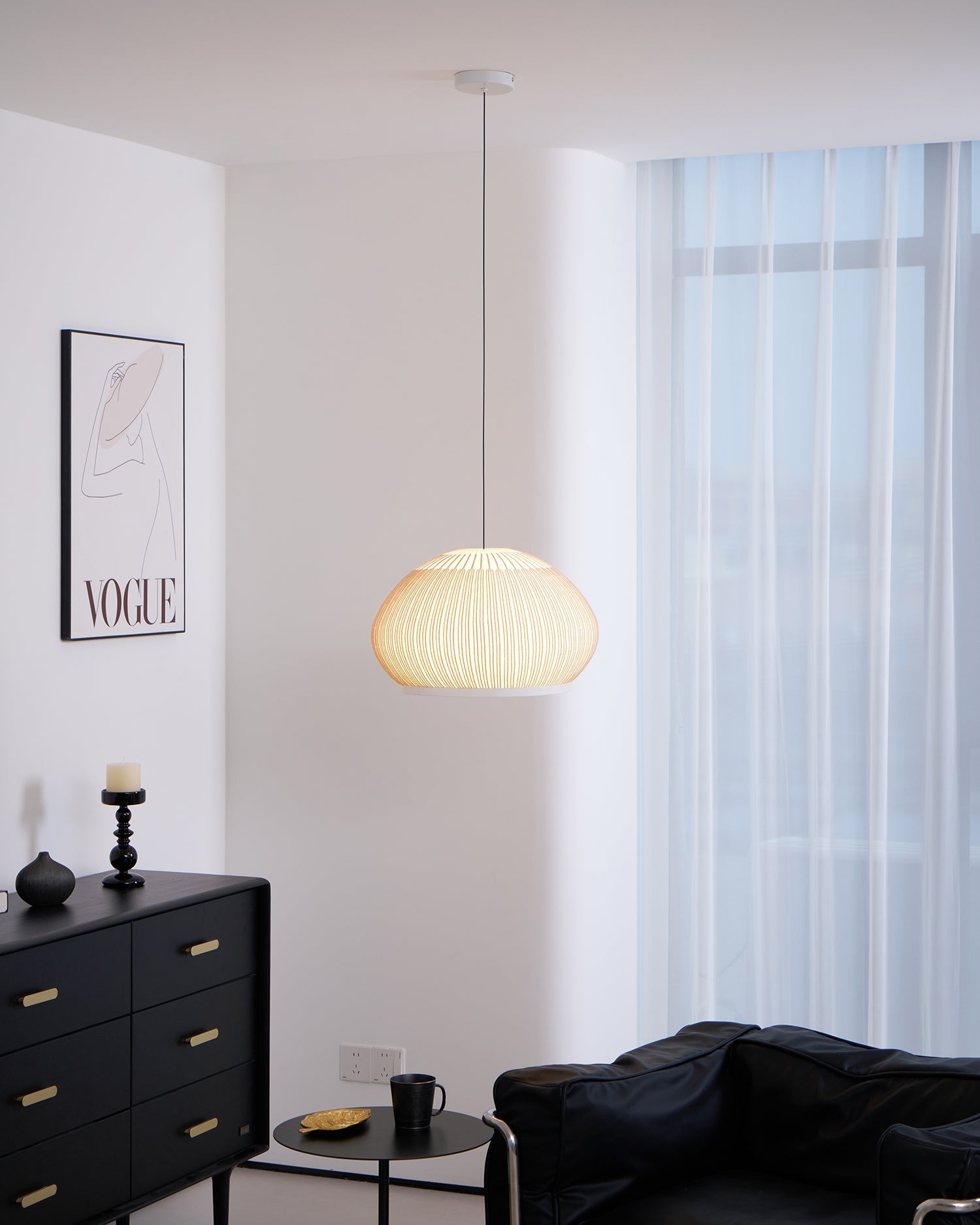 Blythe Minimalist Fabric Pendant Light-Neutral Decor