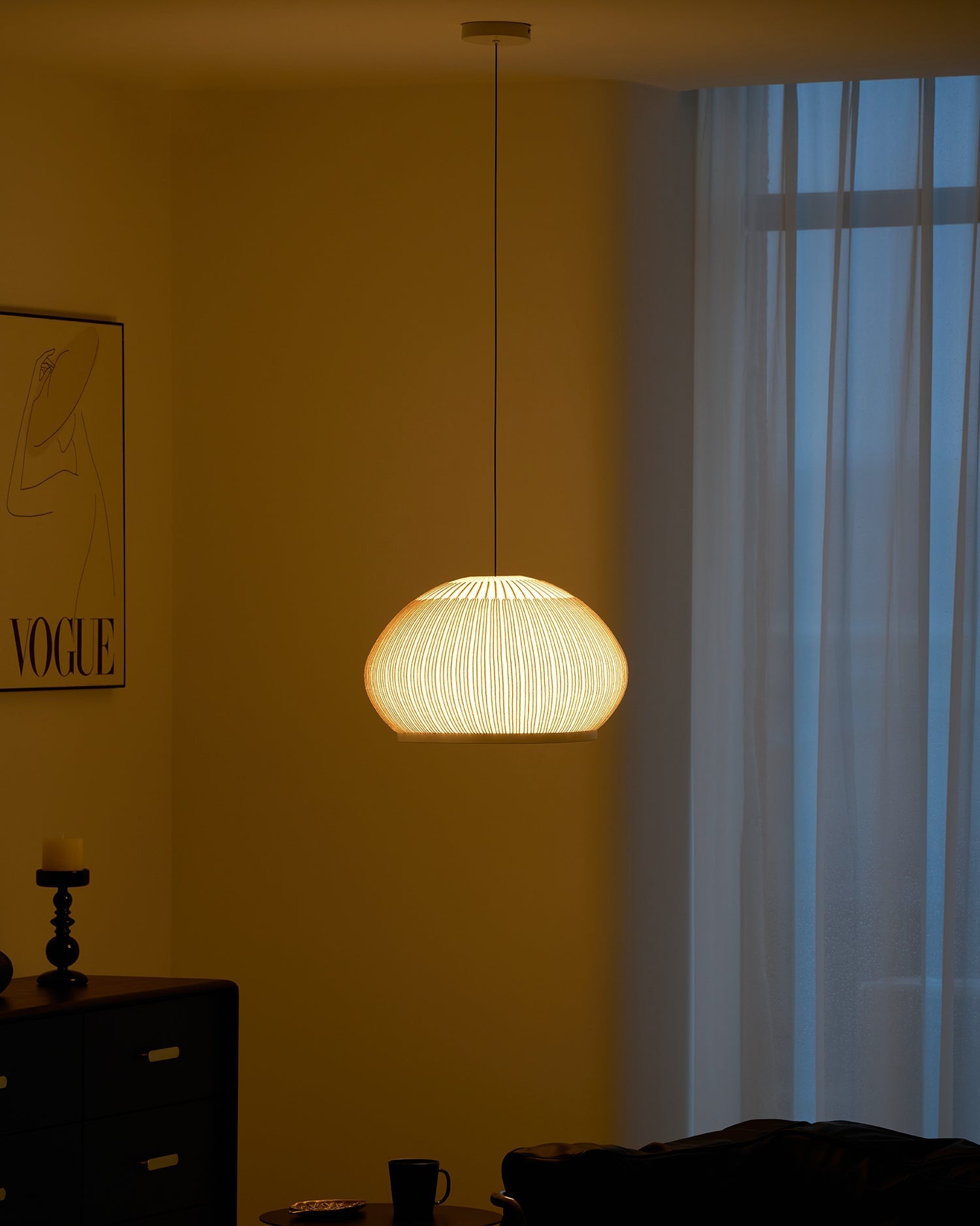 Blythe Minimalist Fabric Pendant Light-Neutral Decor