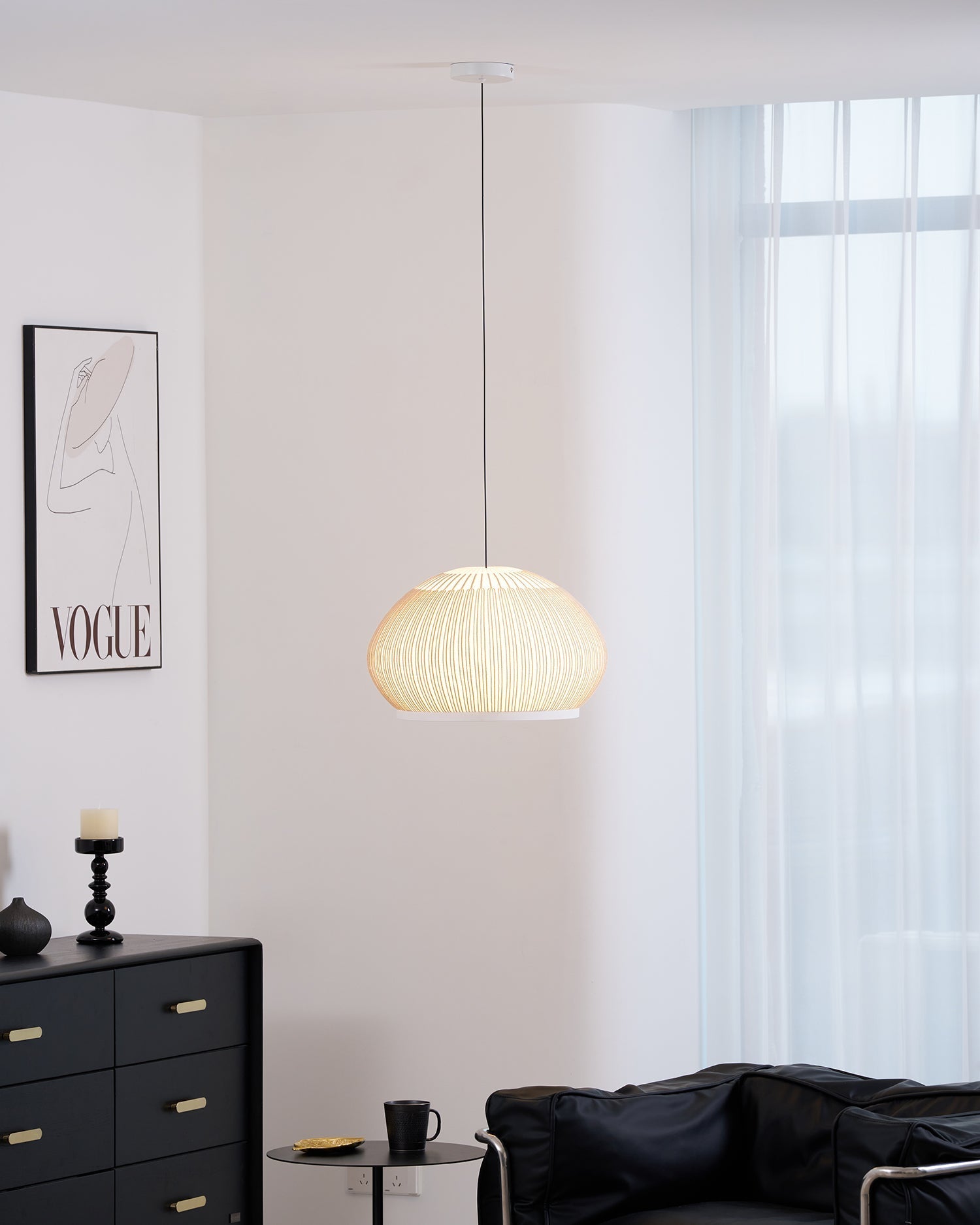 Blythe Minimalist Fabric Pendant Light-Neutral Decor
