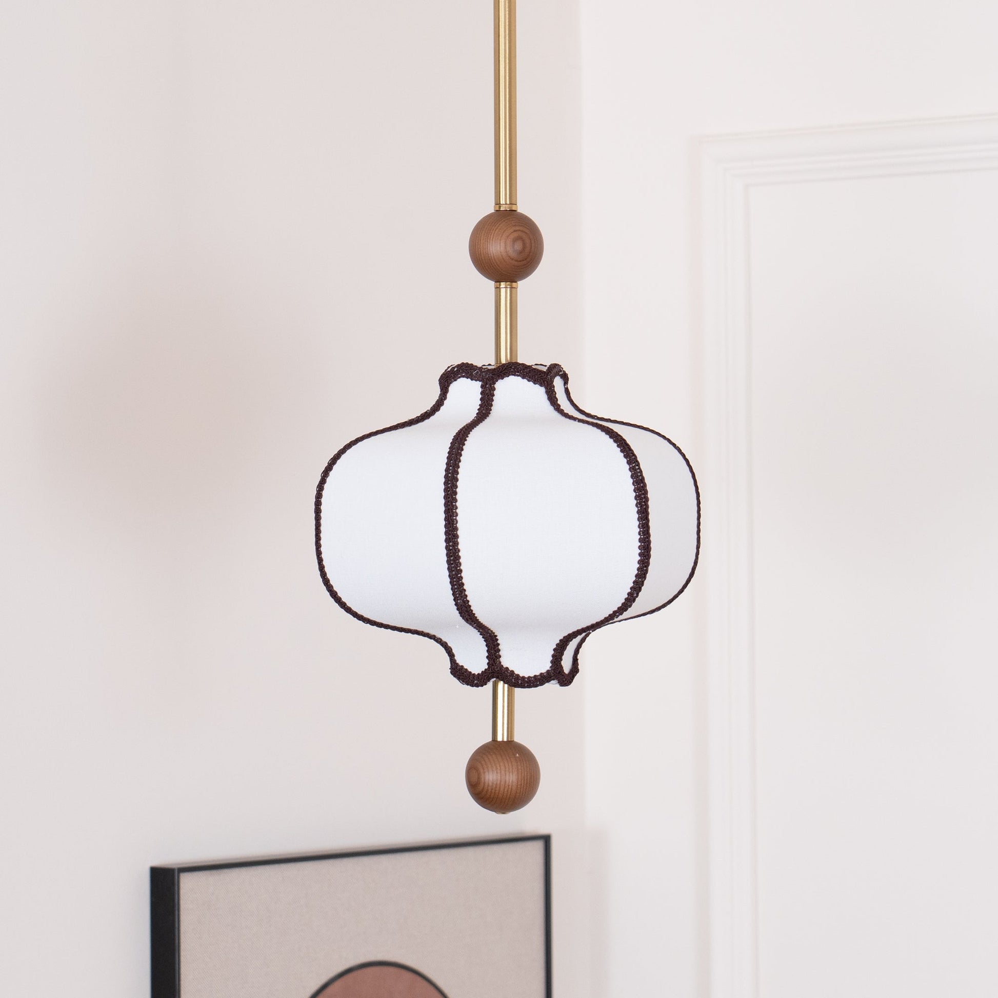 Lustra Pendant Light Lantern Fabric for Living Room-Neutral Decor