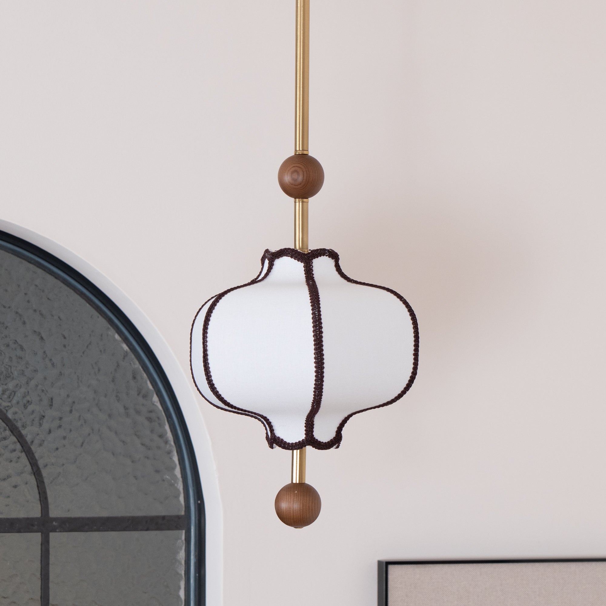 Lustra Pendant Light Lantern Fabric for Living Room-Neutral Decor