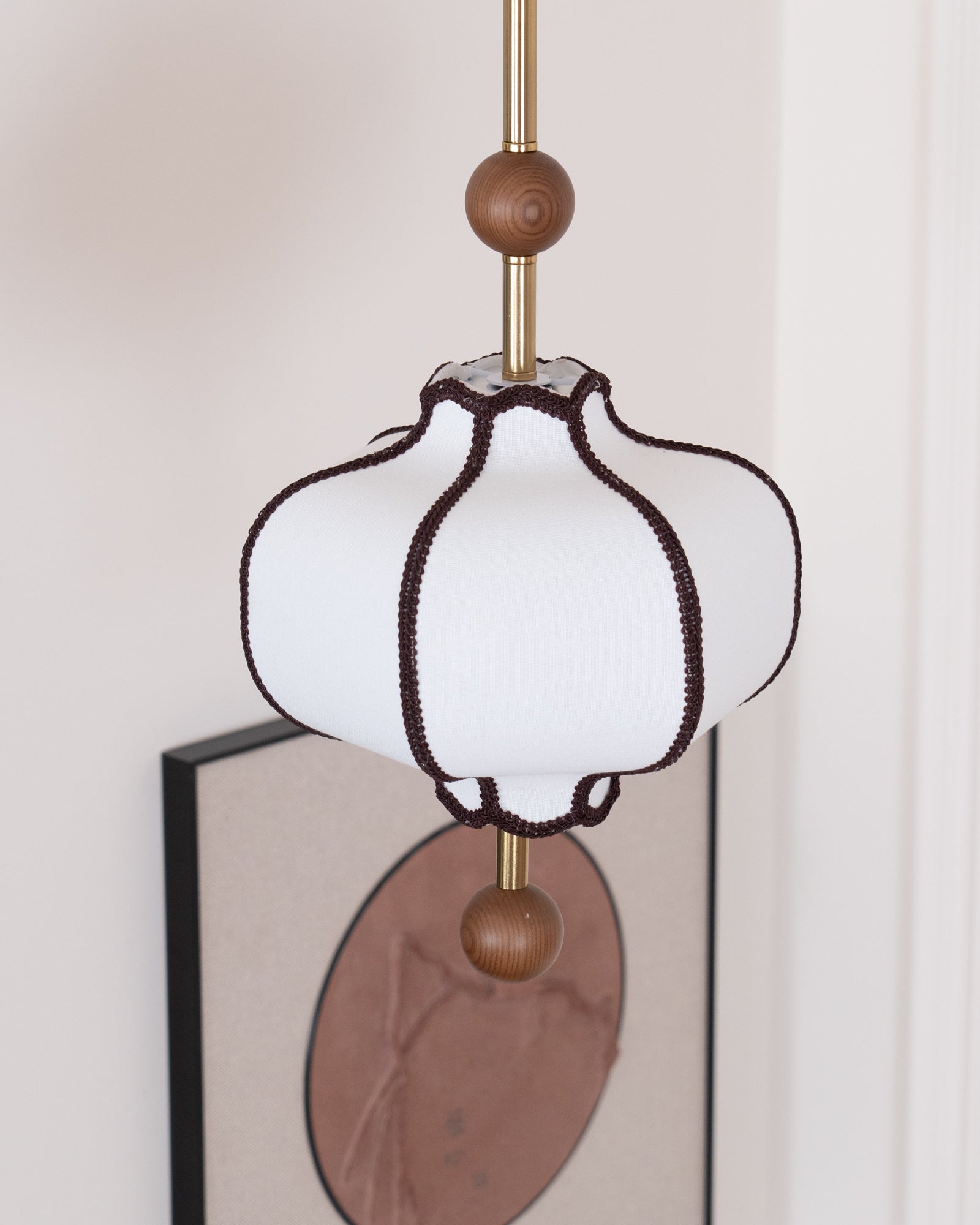 Lustra Pendant Light Lantern Fabric for Living Room-Neutral Decor