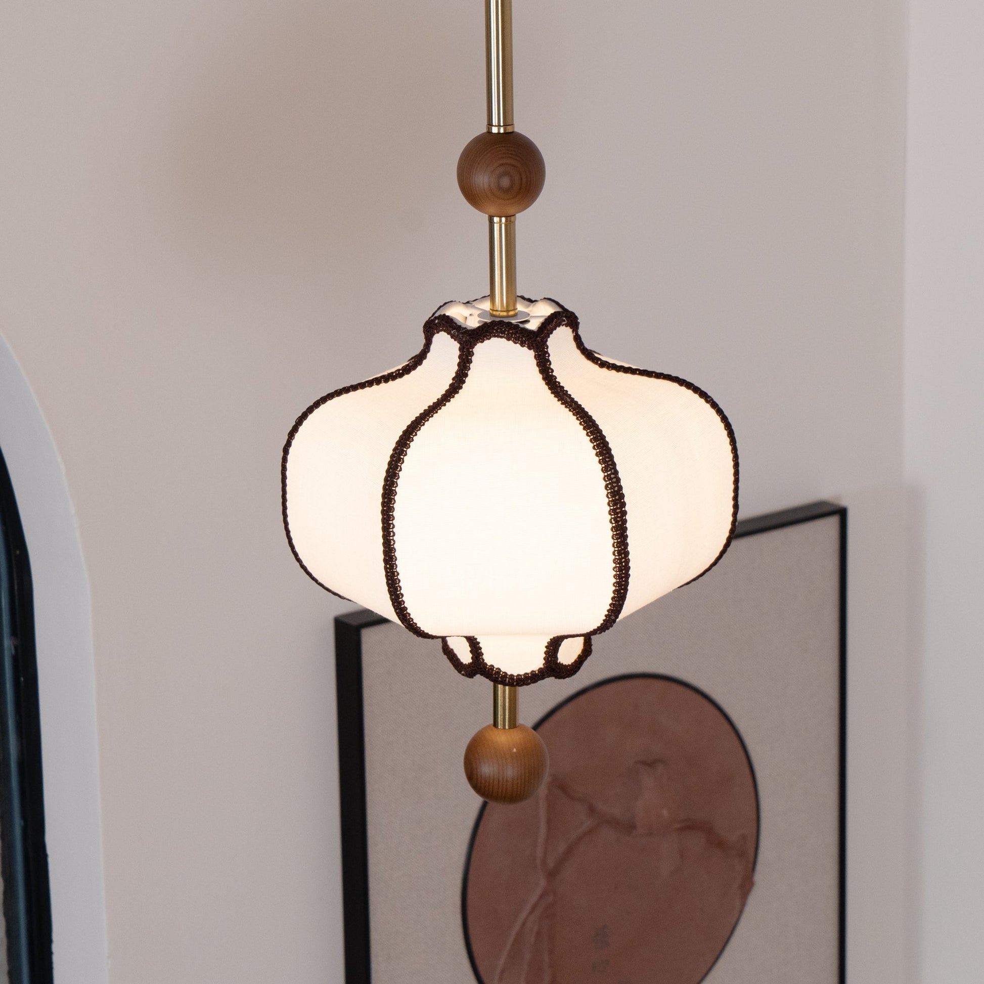 Lustra Pendant Light Lantern Fabric for Living Room-Neutral Decor
