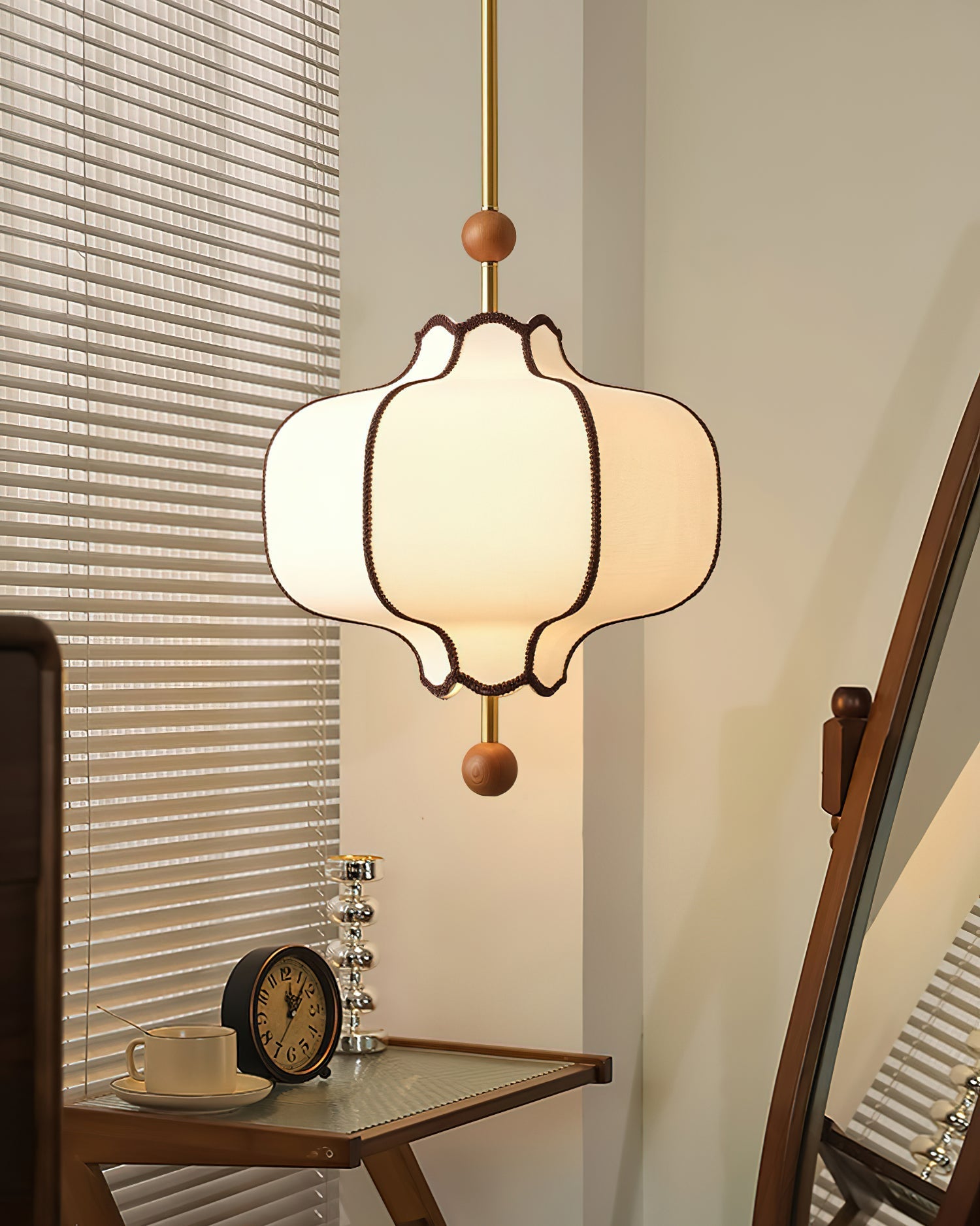 Lustra Pendant Light Lantern Fabric for Living Room-Neutral Decor