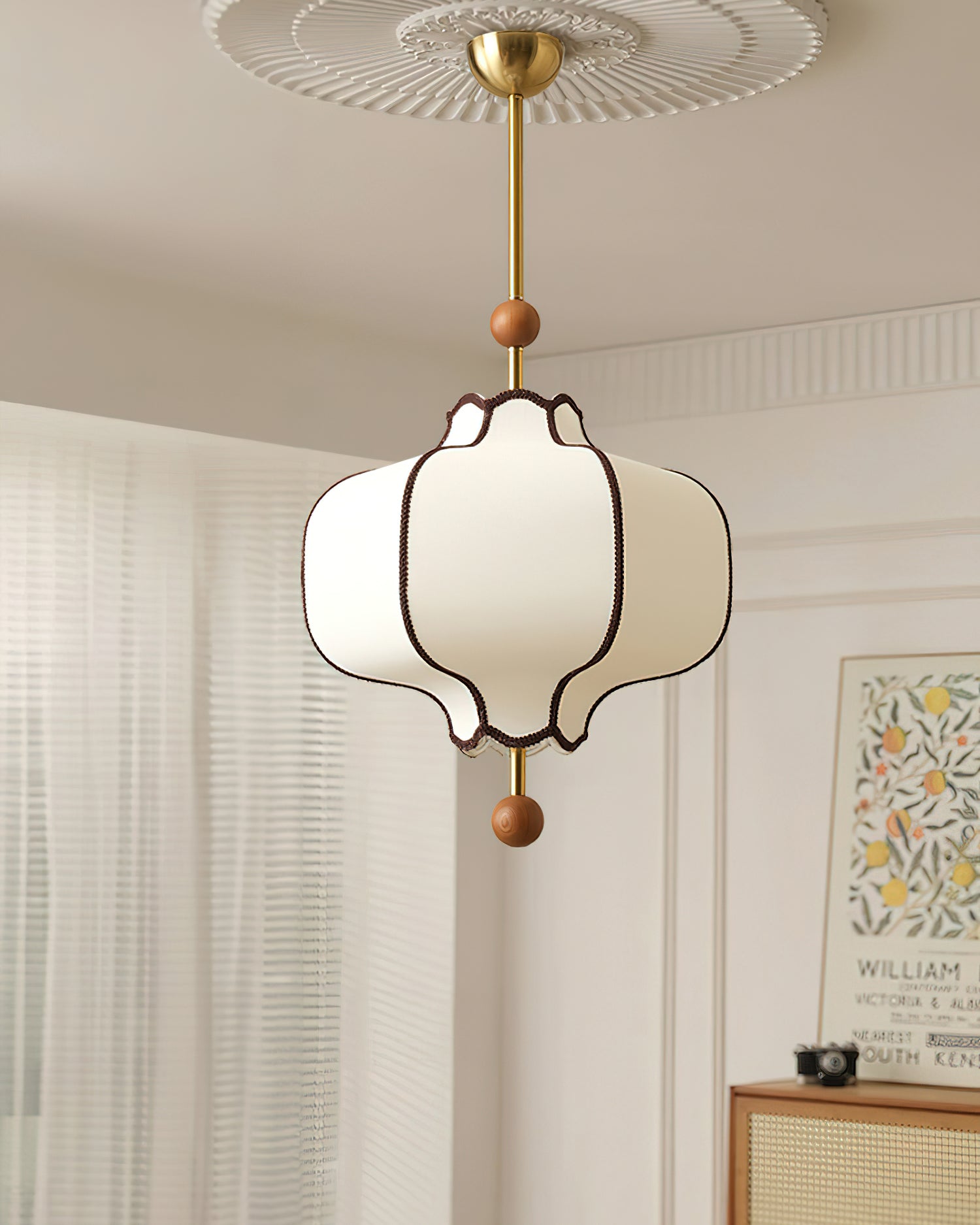 Lustra Pendant Light Lantern Fabric for Living Room-Neutral Decor