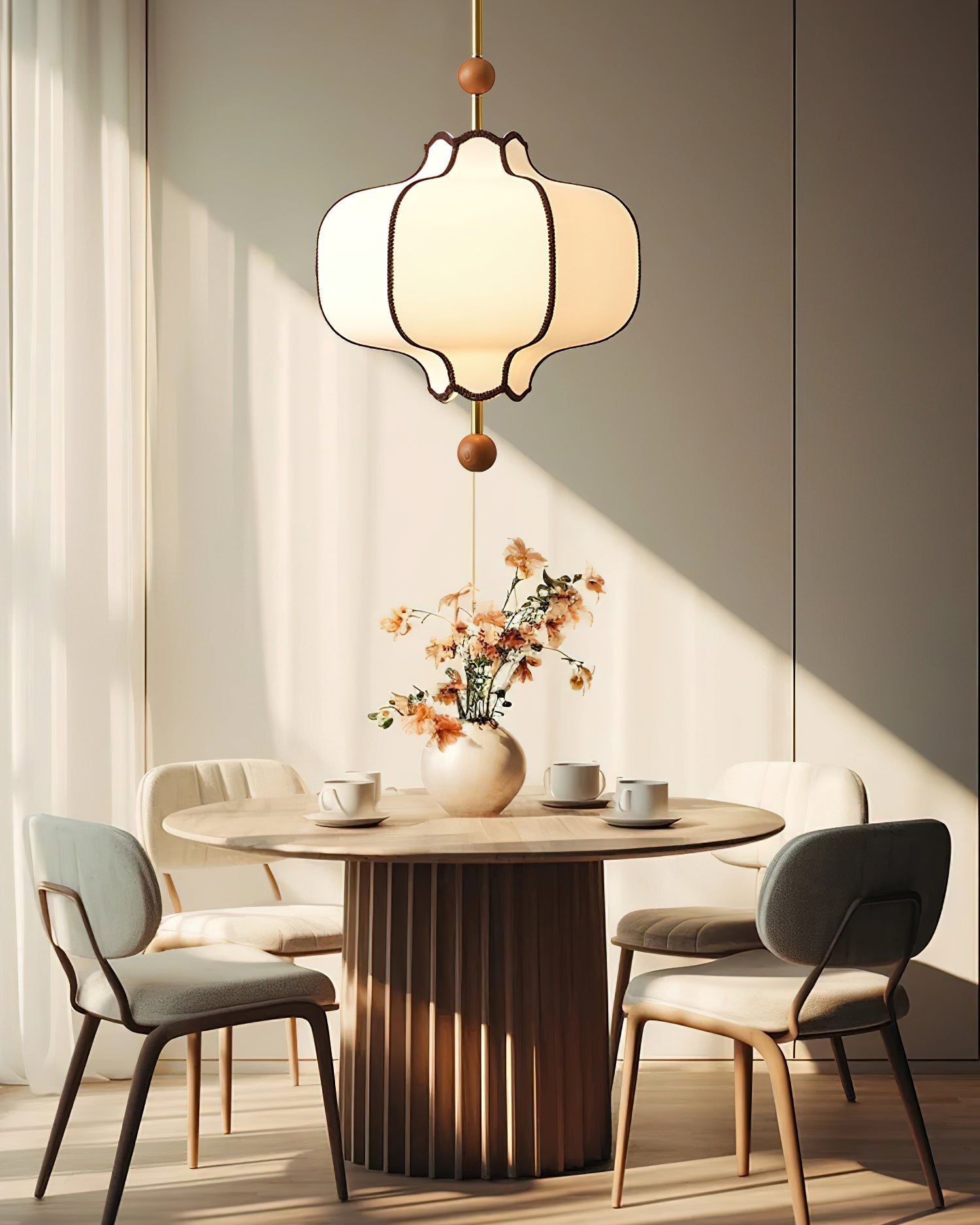 Lustra Pendant Light Lantern Fabric for Living Room-Neutral Decor