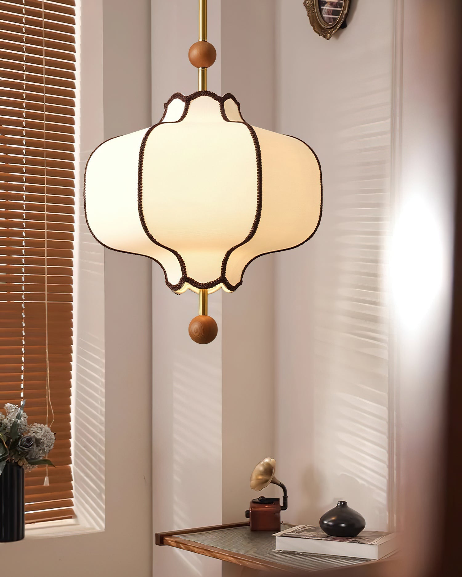 Lustra Pendant Light Lantern Fabric for Living Room-Neutral Decor