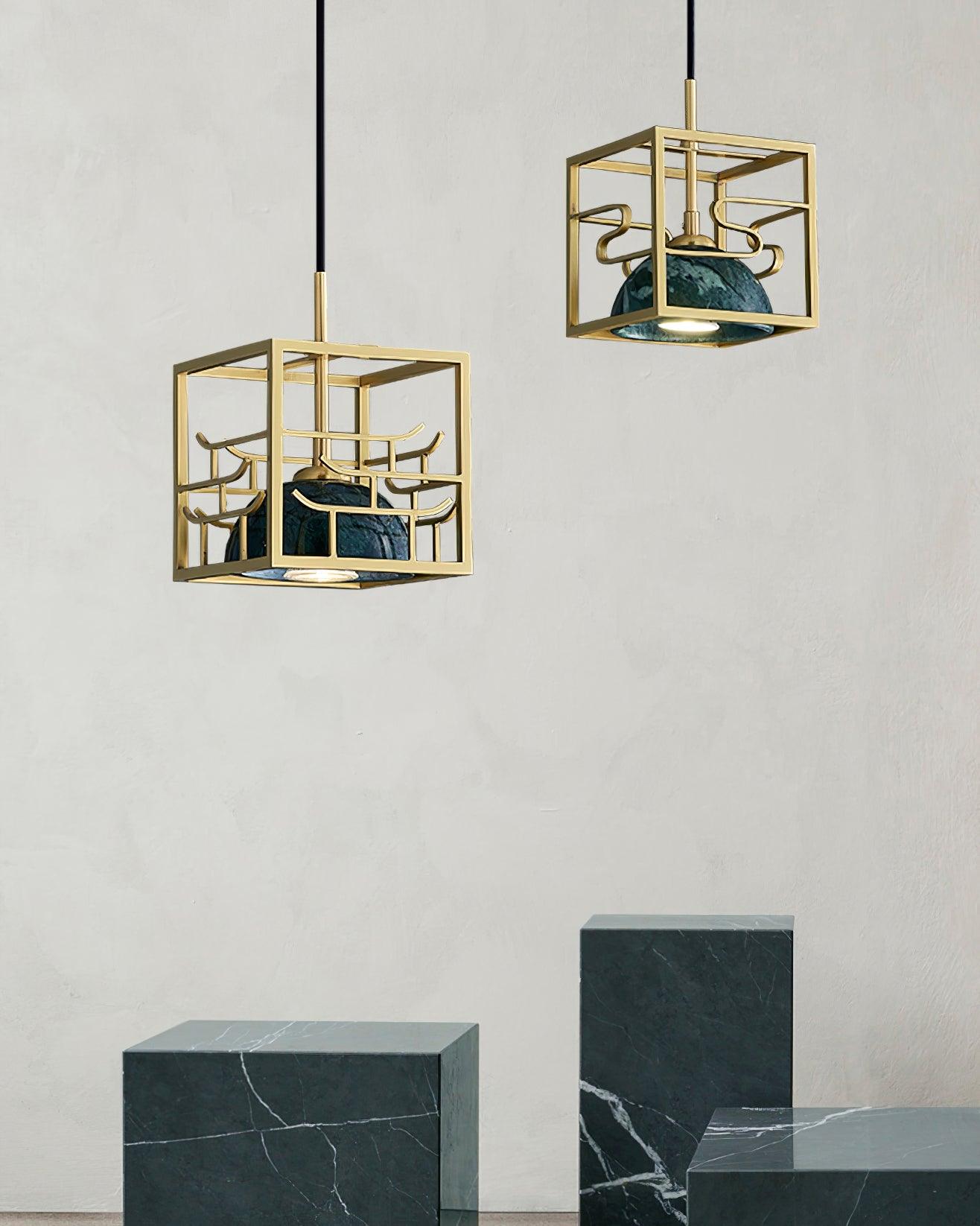 Cubo Modern Brass Pendant Lamp-Neutral Decor