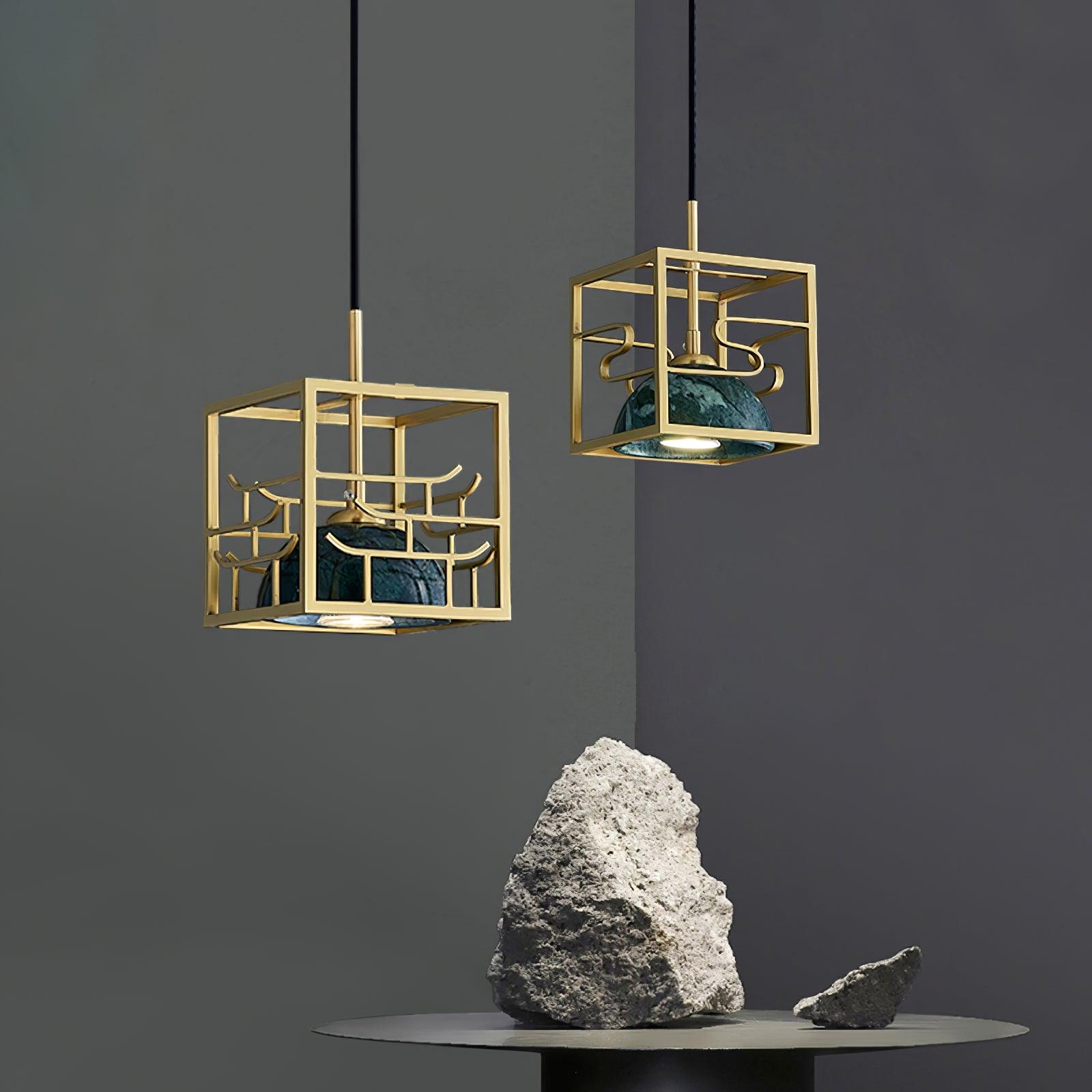 Cubo Modern Brass Pendant Lamp-Neutral Decor